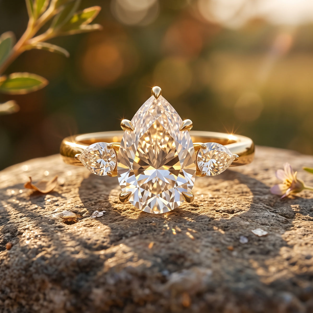 4 Carat Lab Grown Diamond 3 Stone Engagement Ring with IGI Certified Lab - ( E-VS1 ) - Rosec Jewels