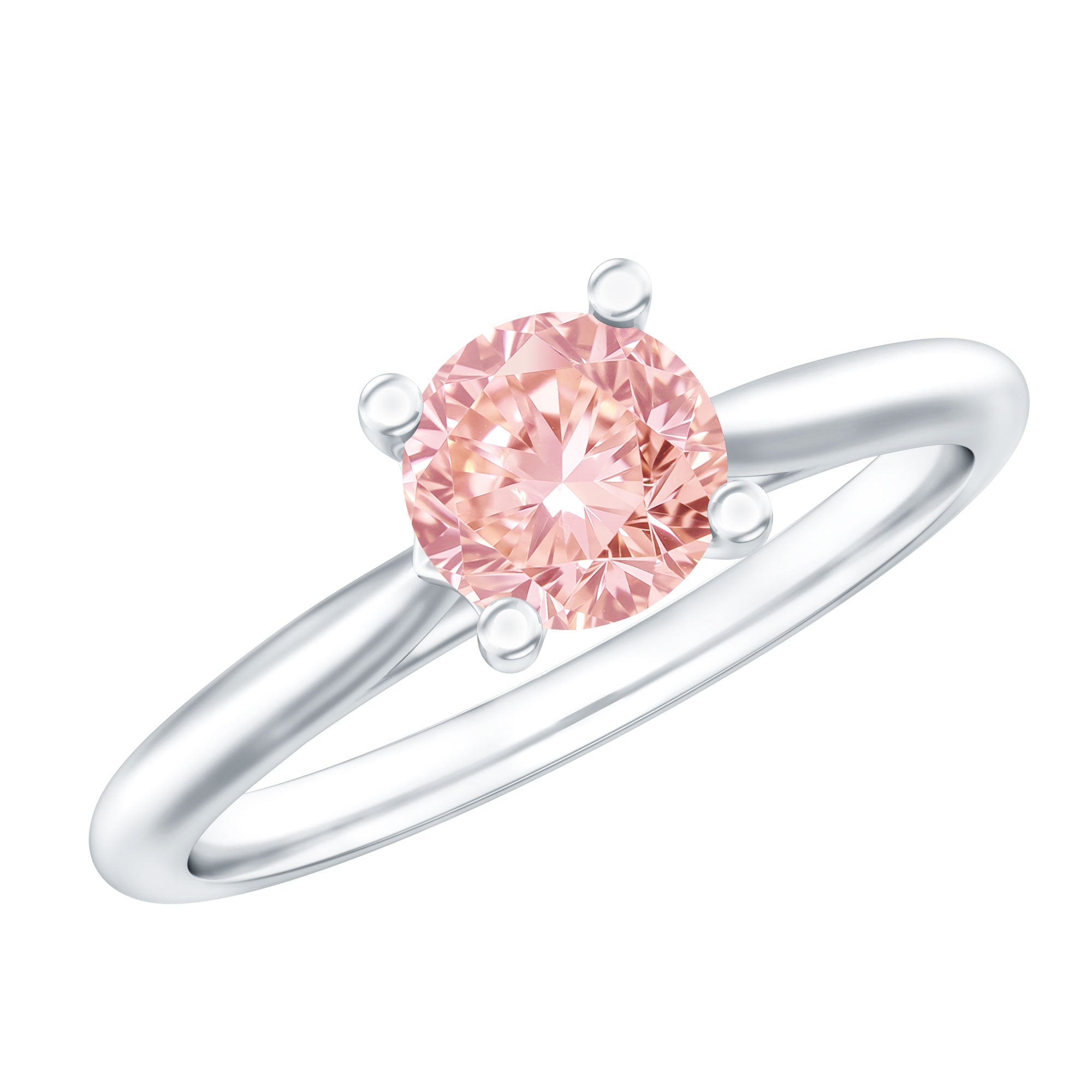 1 Carat Round Lab Grown Pink Diamond Solitaire Ring with IGI Certificate Fancy Pink - VS1 - Rosec Jewels