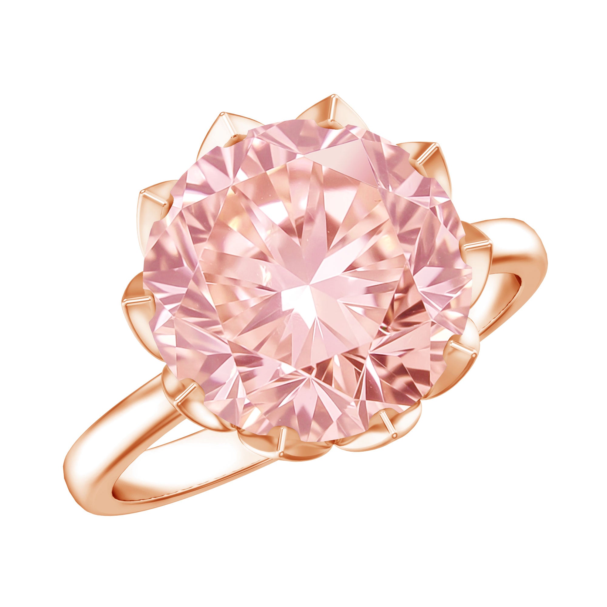 IGI Certified Solitaire 5 Carat Lab Grown Pink Diamond Lotus Engagement Ring Fancy Pink - VS1 - Rosec Jewels