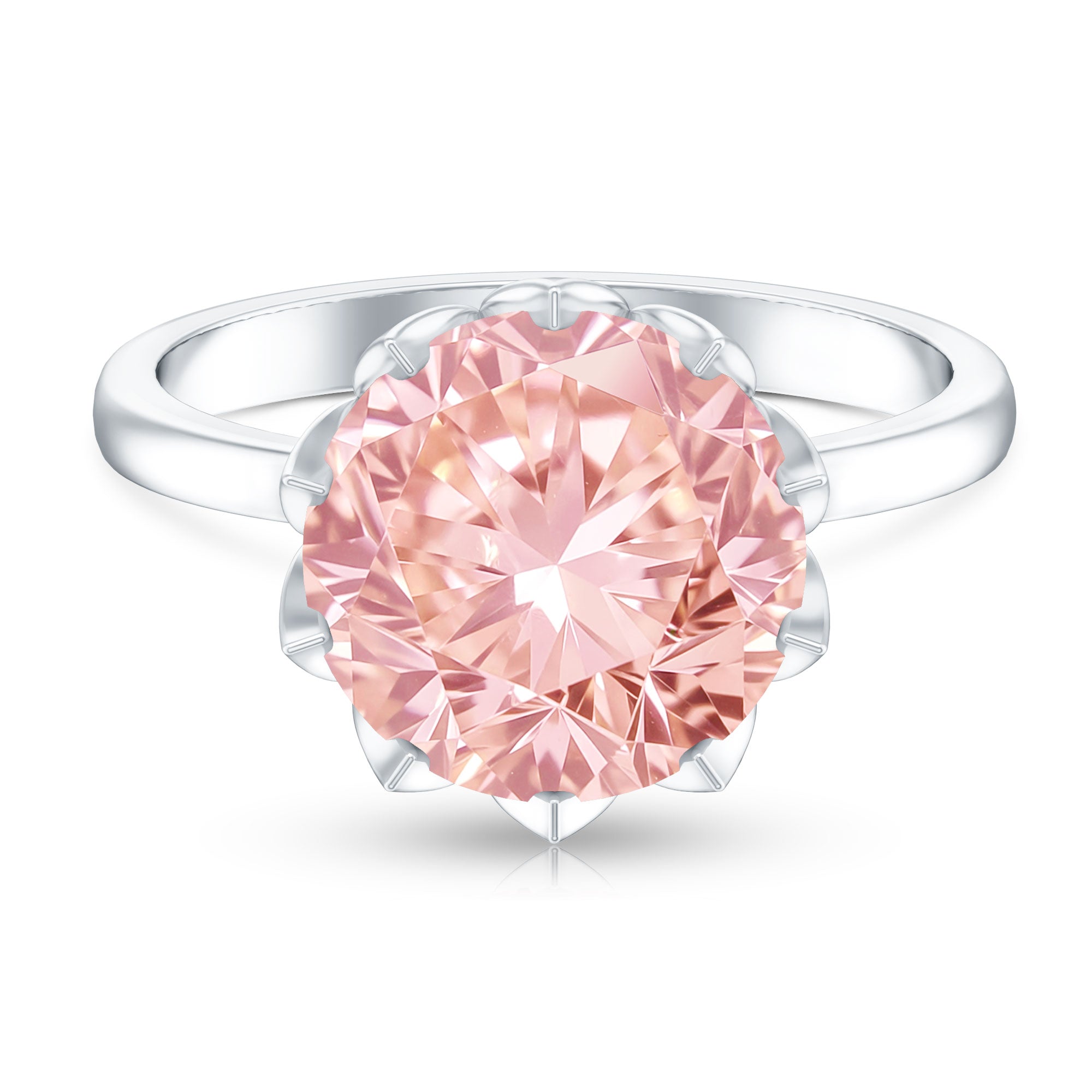 IGI Certified Solitaire 5 Carat Lab Grown Pink Diamond Lotus Engagement Ring Fancy Pink - VS1 - Rosec Jewels