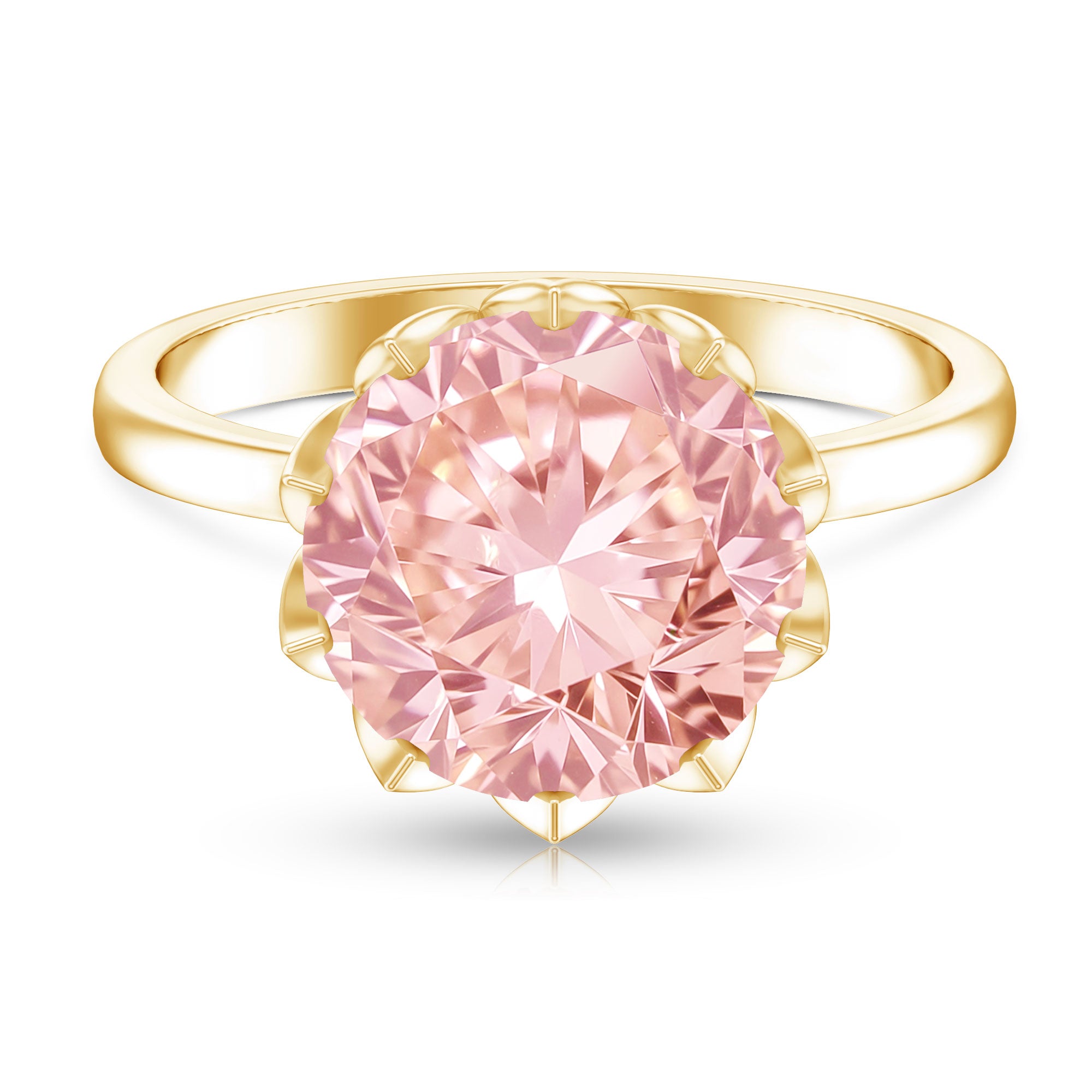 IGI Certified Solitaire 5 Carat Lab Grown Pink Diamond Lotus Engagement Ring Fancy Pink - VS1 - Rosec Jewels