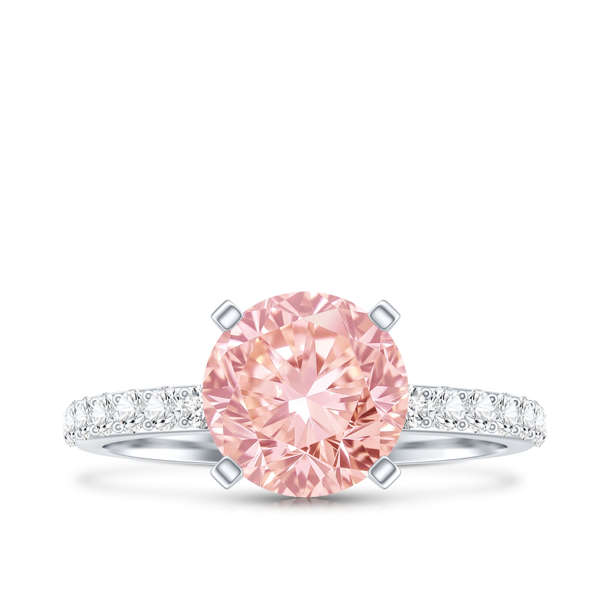 Rosec Jewels-3 Carat Lab Grown Pink Diamond Round Engagement Ring IGI Certified