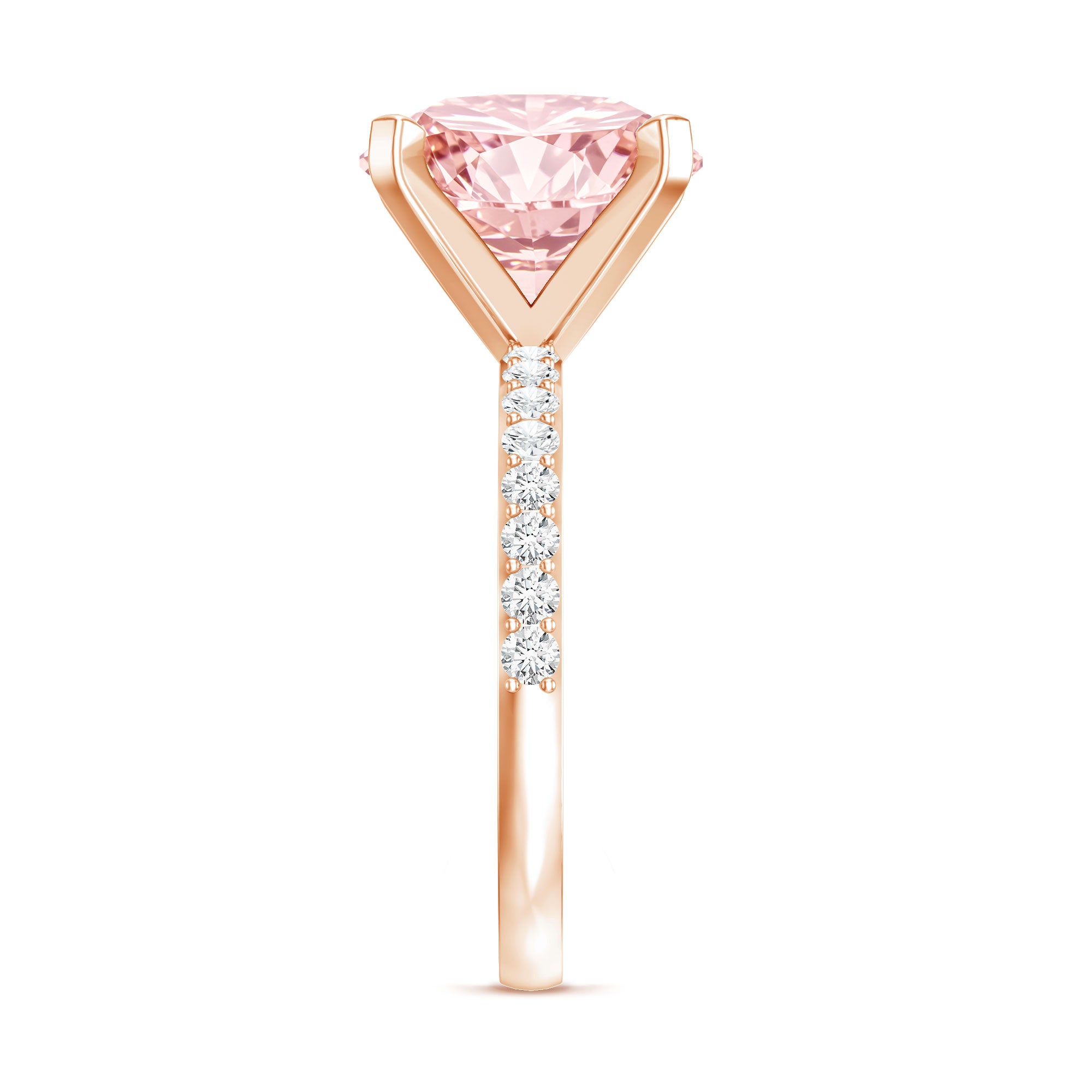 5 Carat IGI Certified Lab Created Pink Diamond Statement Ring with Side Stones Fancy Pink - VS1 - Rosec Jewels