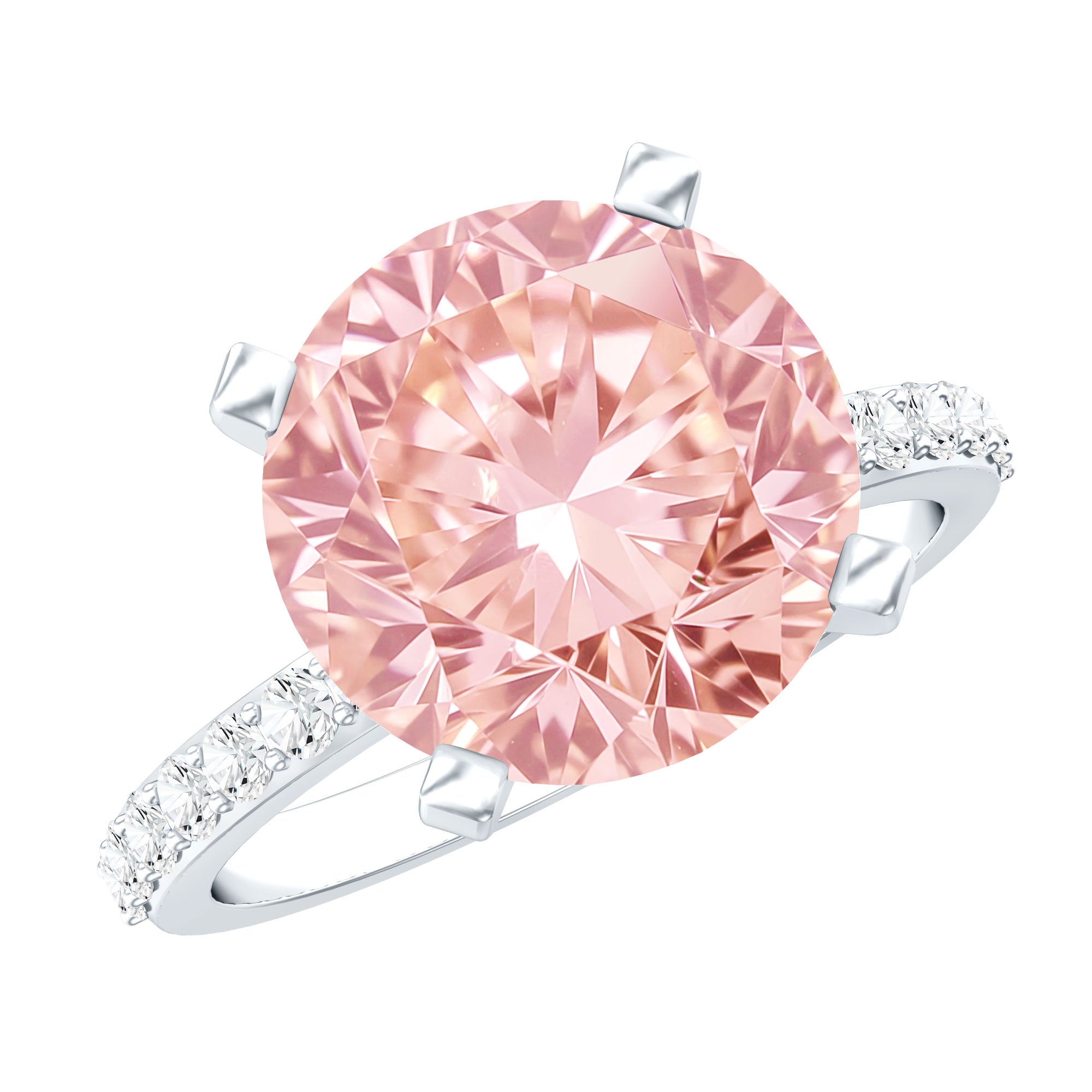 5 Carat IGI Certified Lab Created Pink Diamond Statement Ring with Side Stones Fancy Pink - VS1 - Rosec Jewels