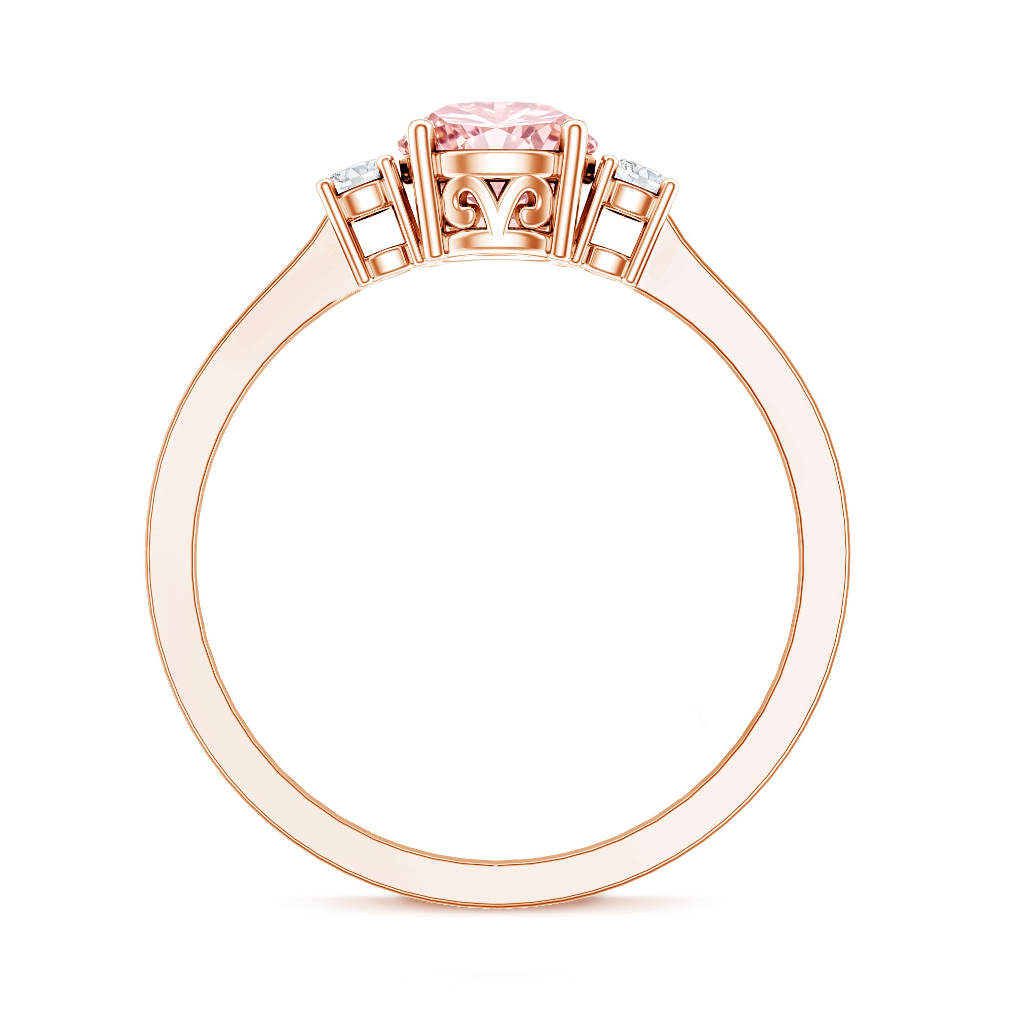 1 Carat IGI Certified Lab Grown Pink and White Diamond Three Stone Ring for Her Fancy Pink - VS1 - Rosec Jewels