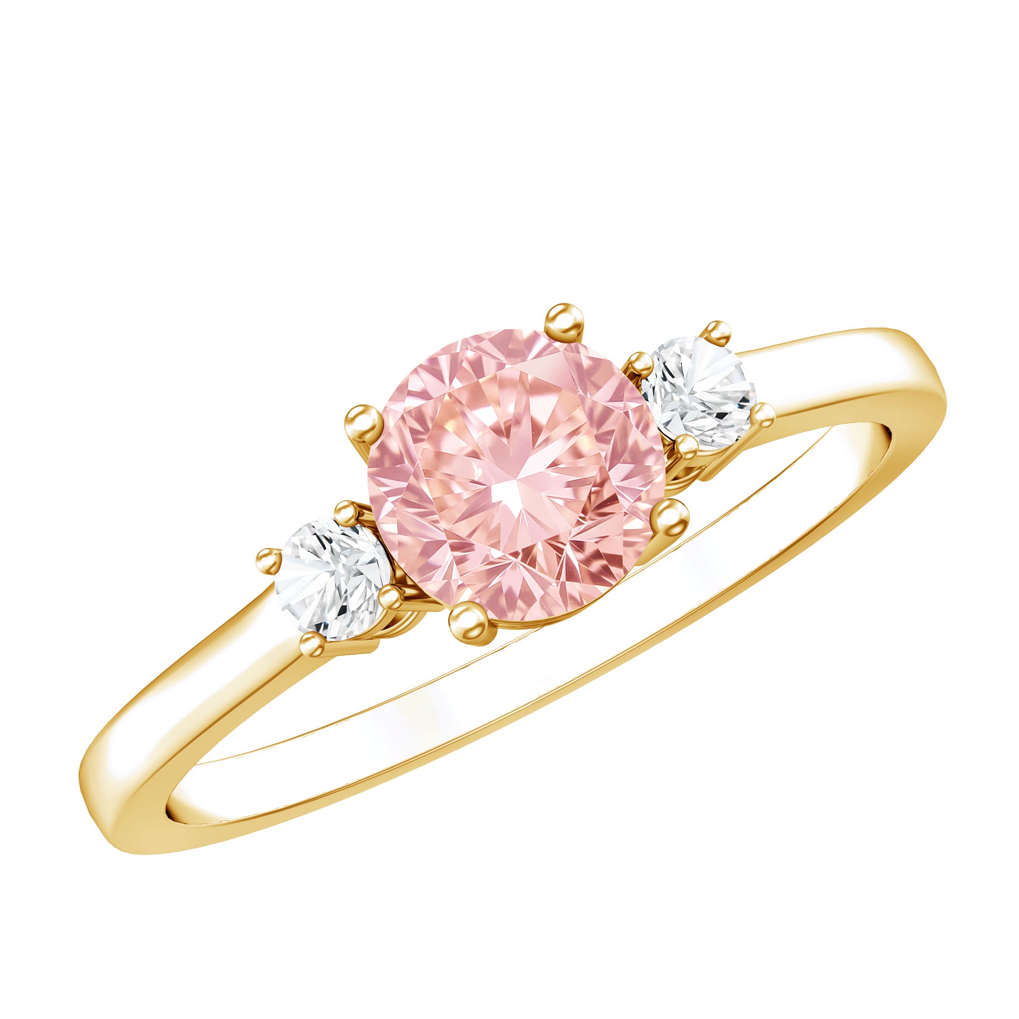 1 Carat IGI Certified Lab Grown Pink and White Diamond Three Stone Ring for Her Fancy Pink - VS1 - Rosec Jewels