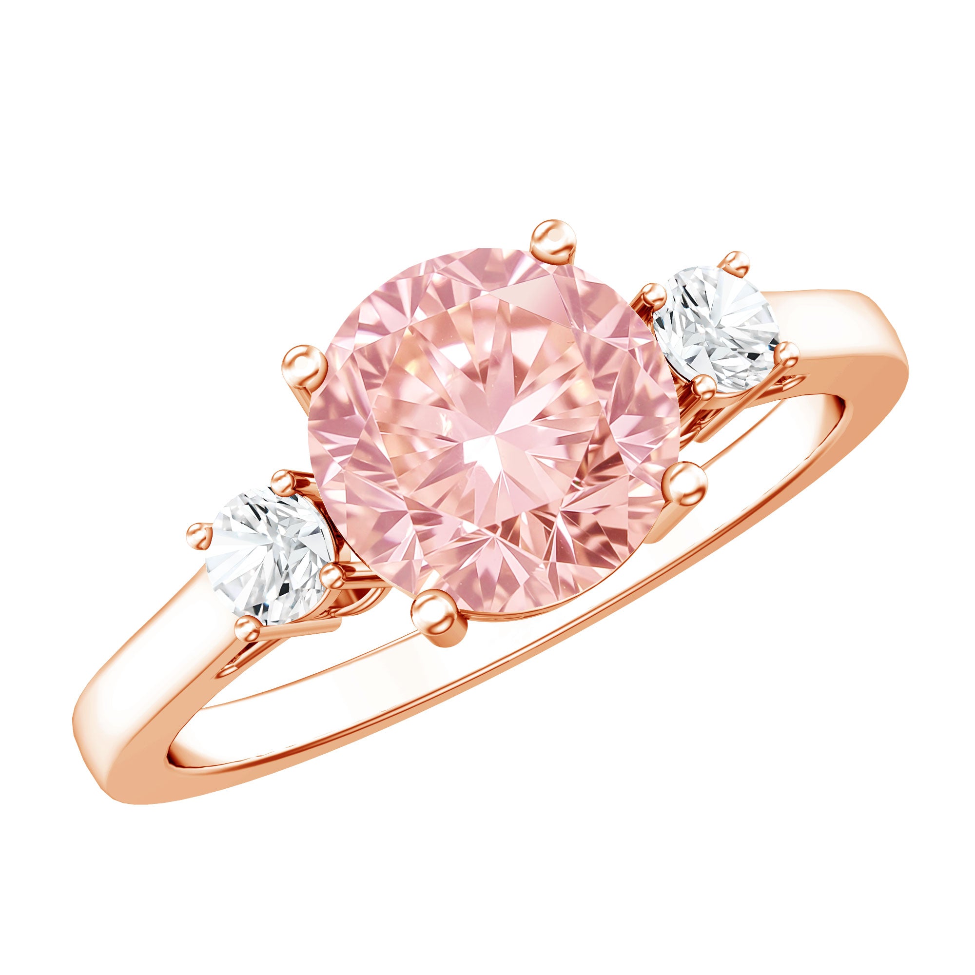 2 Carat Lab Grown Pink Diamond Three Stone Engagement Ring with IGI Certificate Fancy Pink - VS1 - Rosec Jewels
