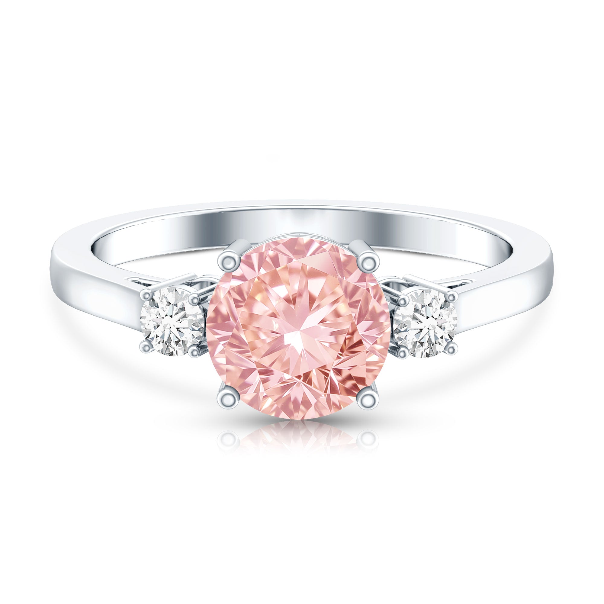 2 Carat Lab Grown Pink Diamond Three Stone Engagement Ring with IGI Certificate Fancy Pink - VS1 - Rosec Jewels