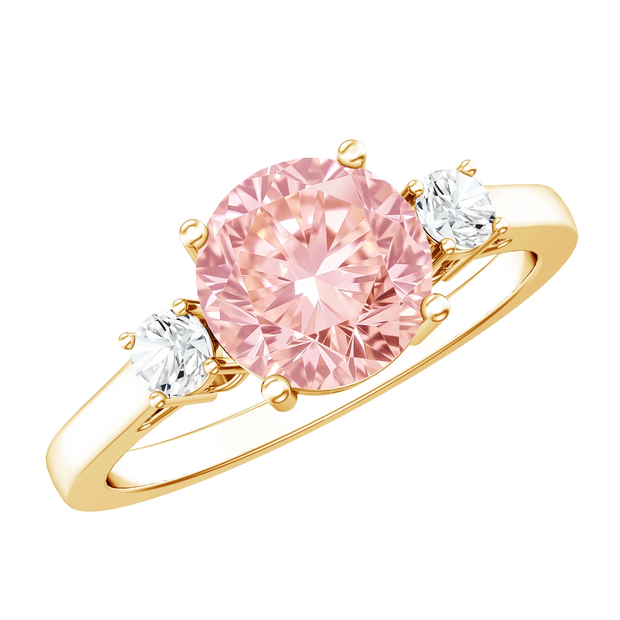 2 Carat Lab Grown Pink Diamond Three Stone Engagement Ring with IGI Certificate Fancy Pink - VS1 - Rosec Jewels