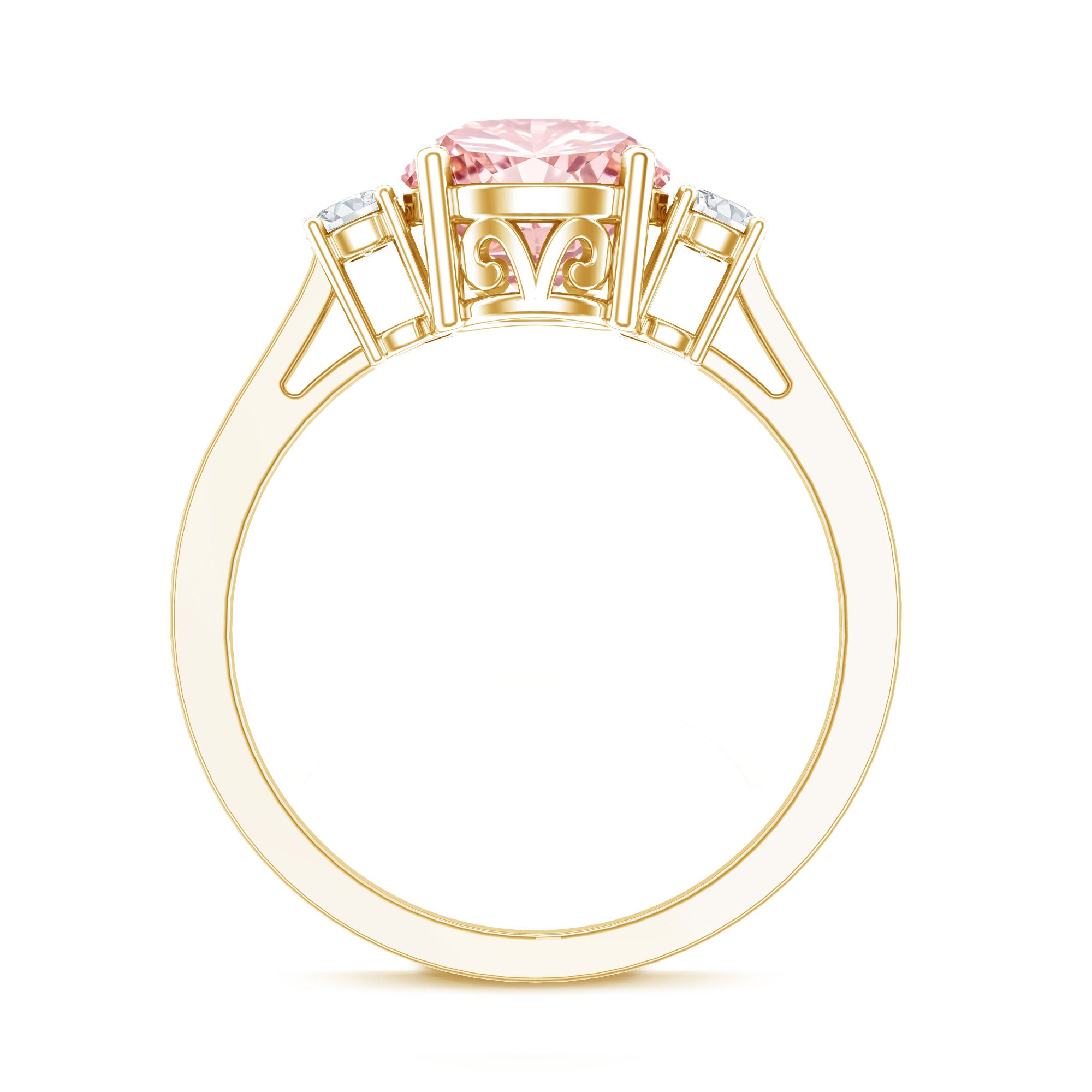 2 Carat Lab Grown Pink Diamond Three Stone Engagement Ring with IGI Certificate Fancy Pink - VS1 - Rosec Jewels
