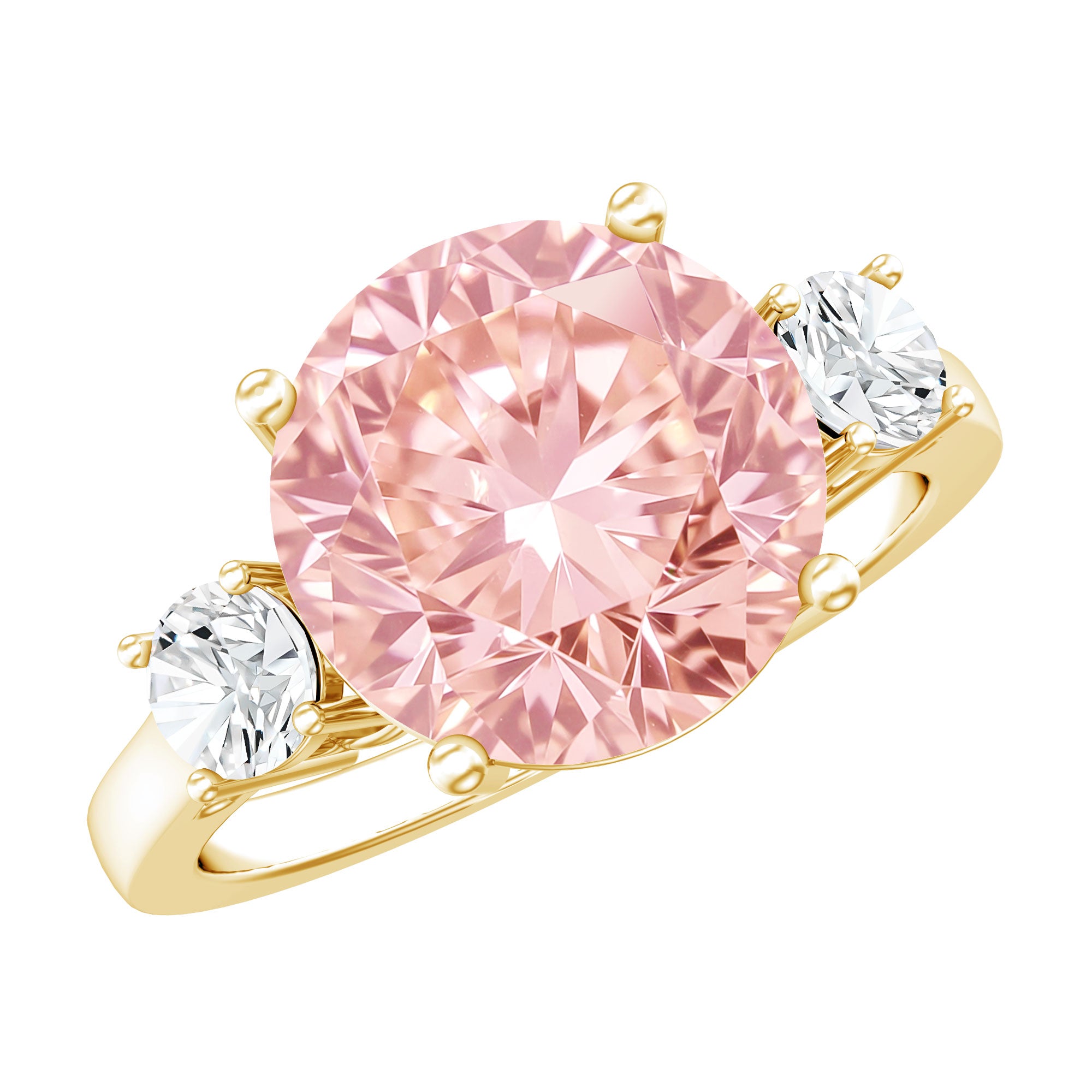Rosec Jewels-IGI Certified 4 Carat Round Lab Created Pink and White Diamond Trilogy Engagement Ring
