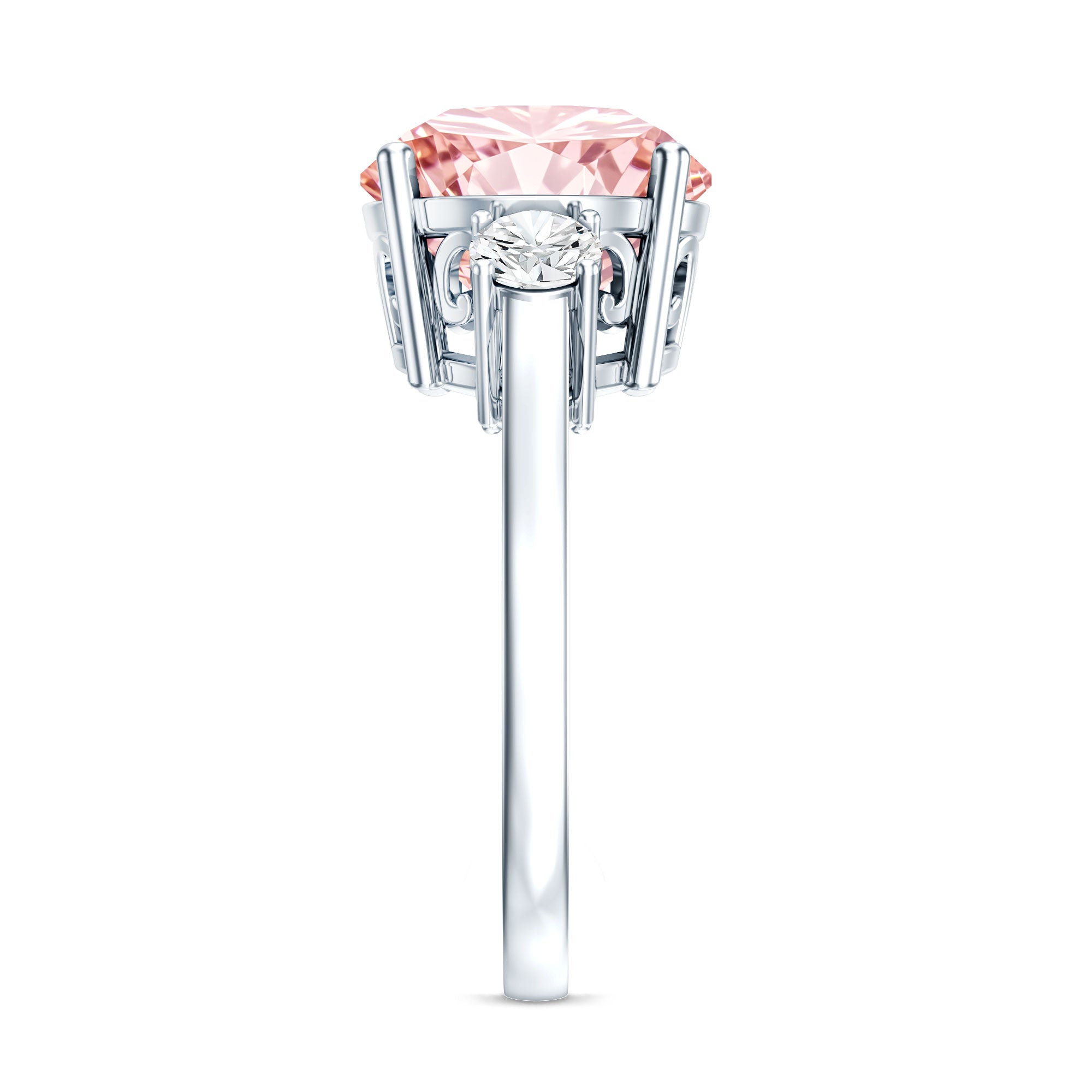 Rosec Jewels-3 Carat Lab Grown Pink and White Diamond Trilogy Engagement Ring with IGI Certificate