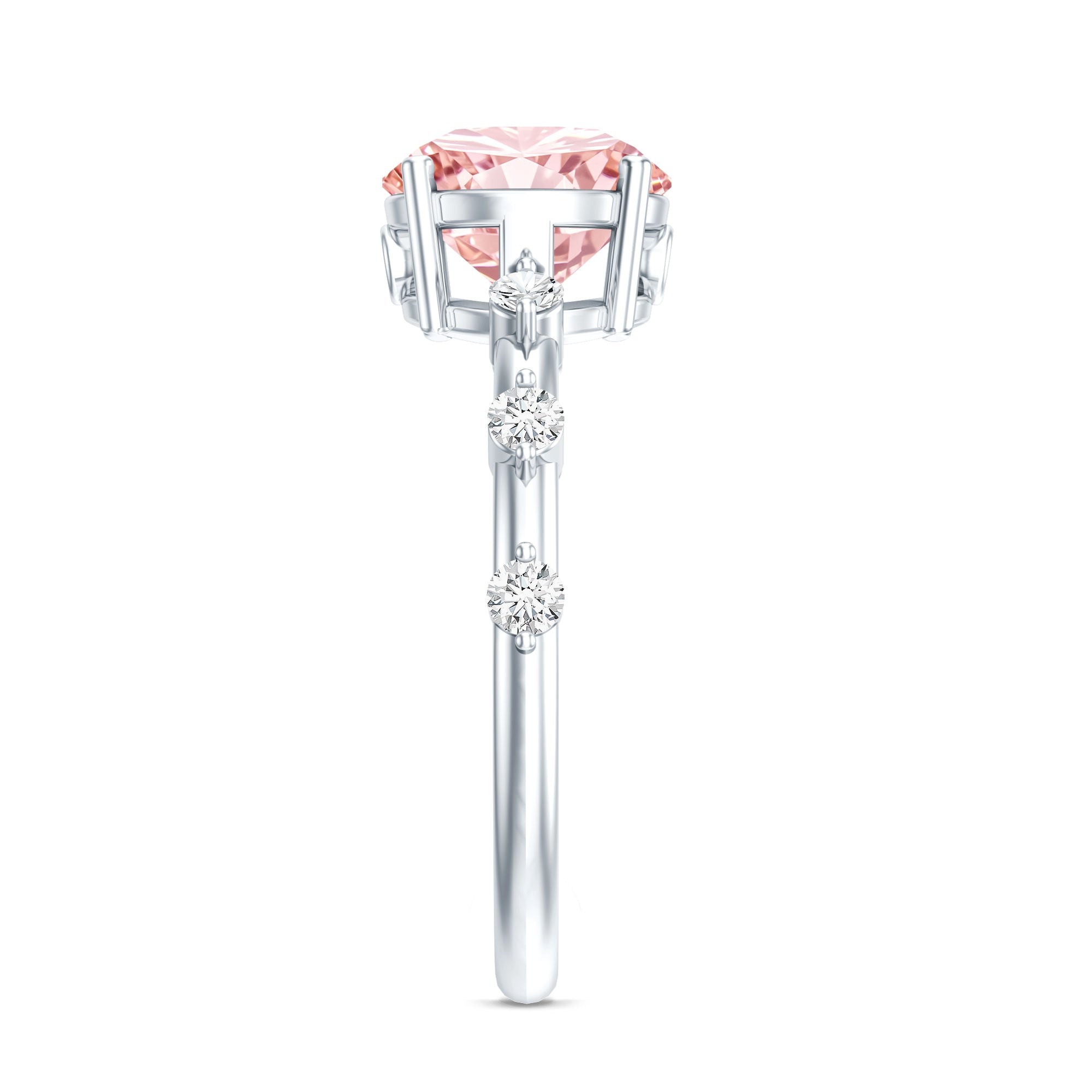 Rosec Jewels-IGI Certified 3 Carat Lab Grown Pink Diamond Engagement Ring with Spaced Accent