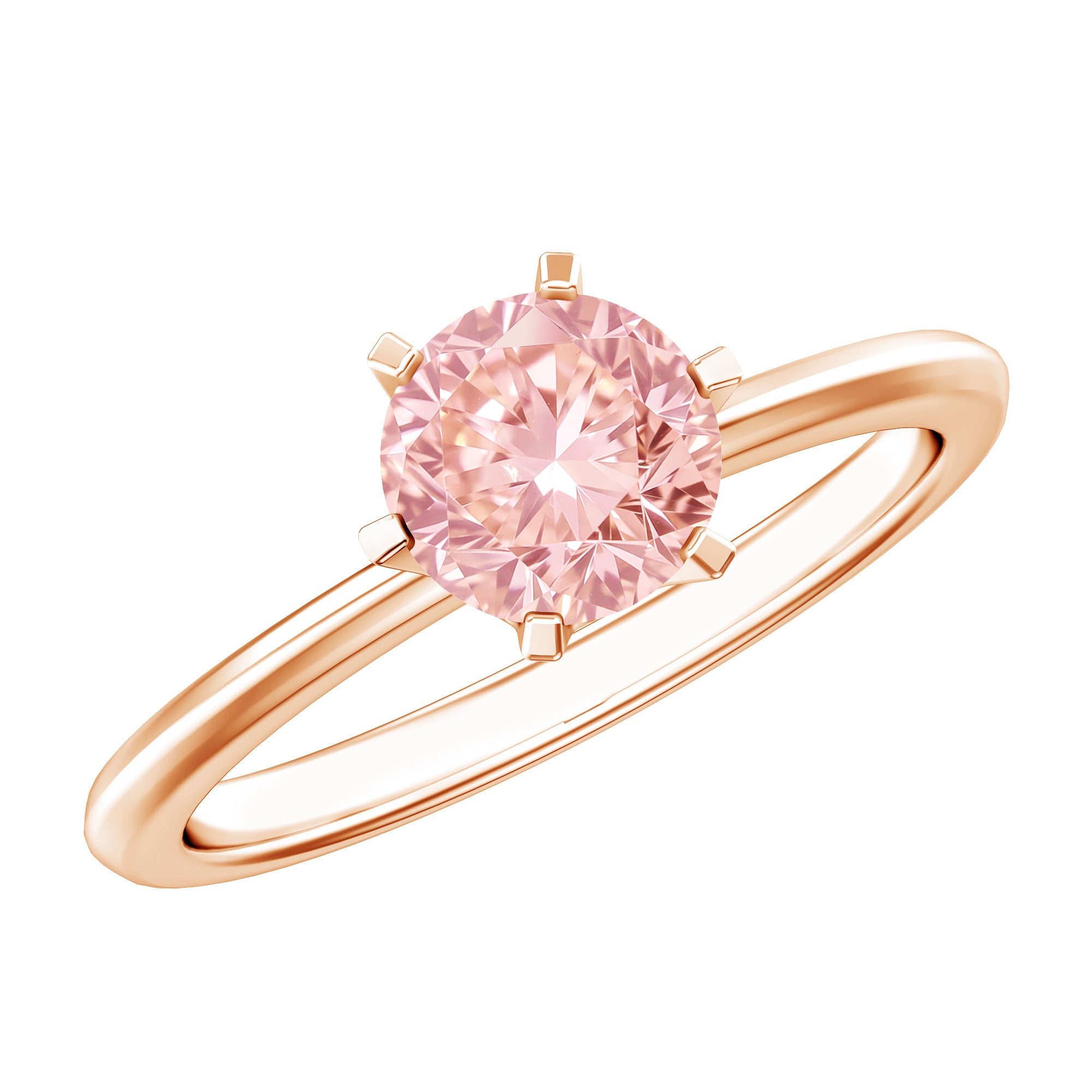 Round Brilliant Cut Lab Grown Pink Diamond 1 Carat Solitaire Ring with IGI Certificate Fancy Pink - VS1 - Rosec Jewels