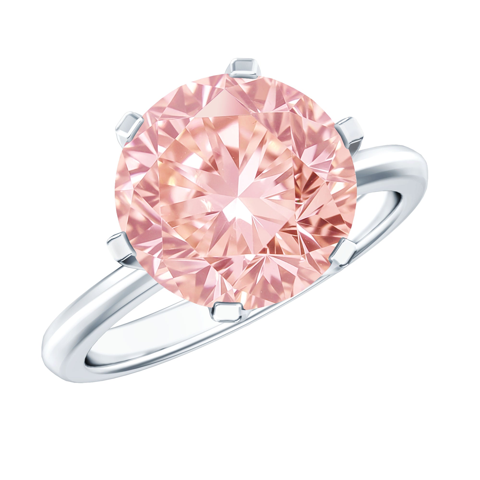 Rosec Jewels-Round 5 Carat Lab Grown Pink Diamond Solitaire Engagement Ring with IGI Certificate