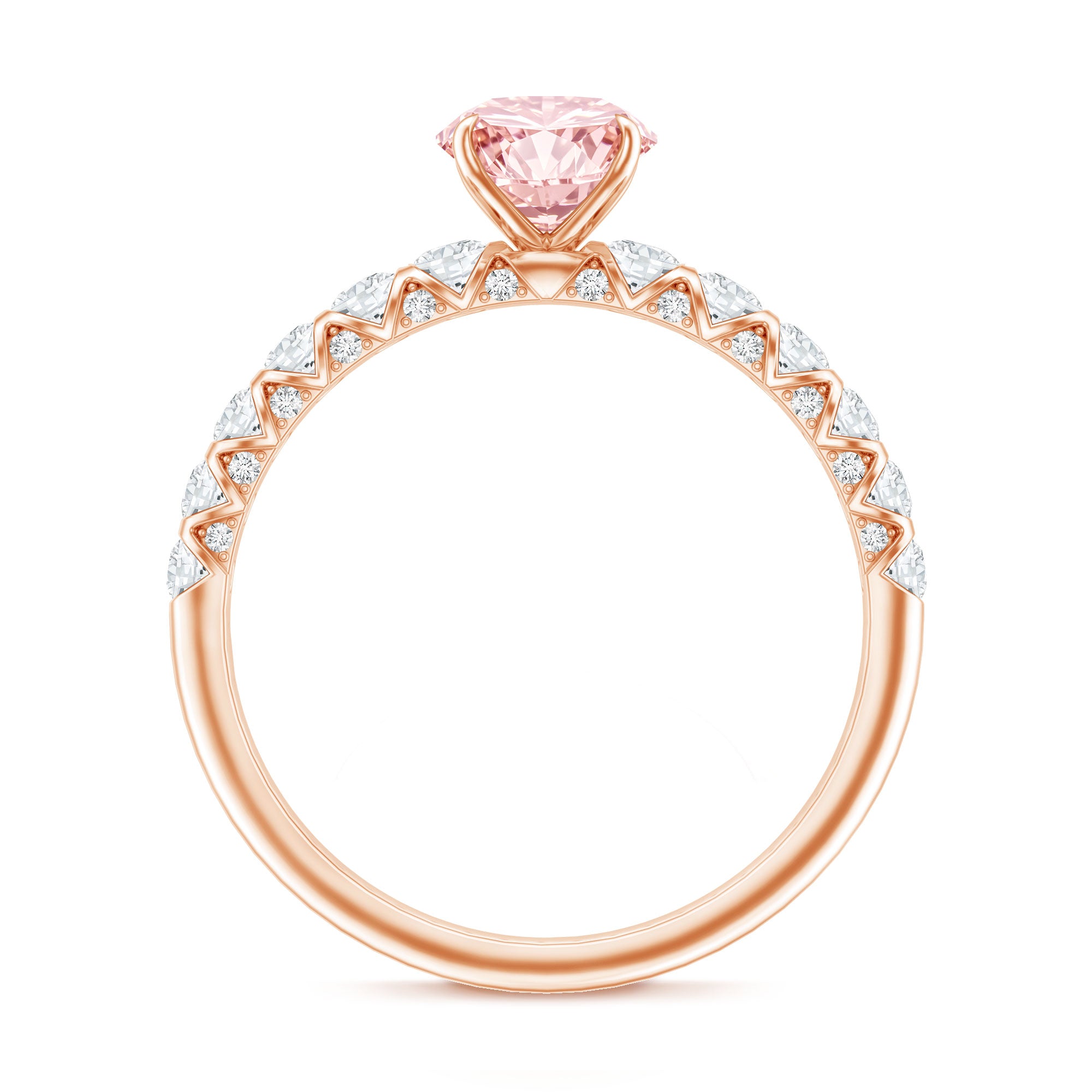 Rosec Jewels-IGI Certified 1 Carat Lab Grown Pink and White Diamond Engagement Ring with Side Stones