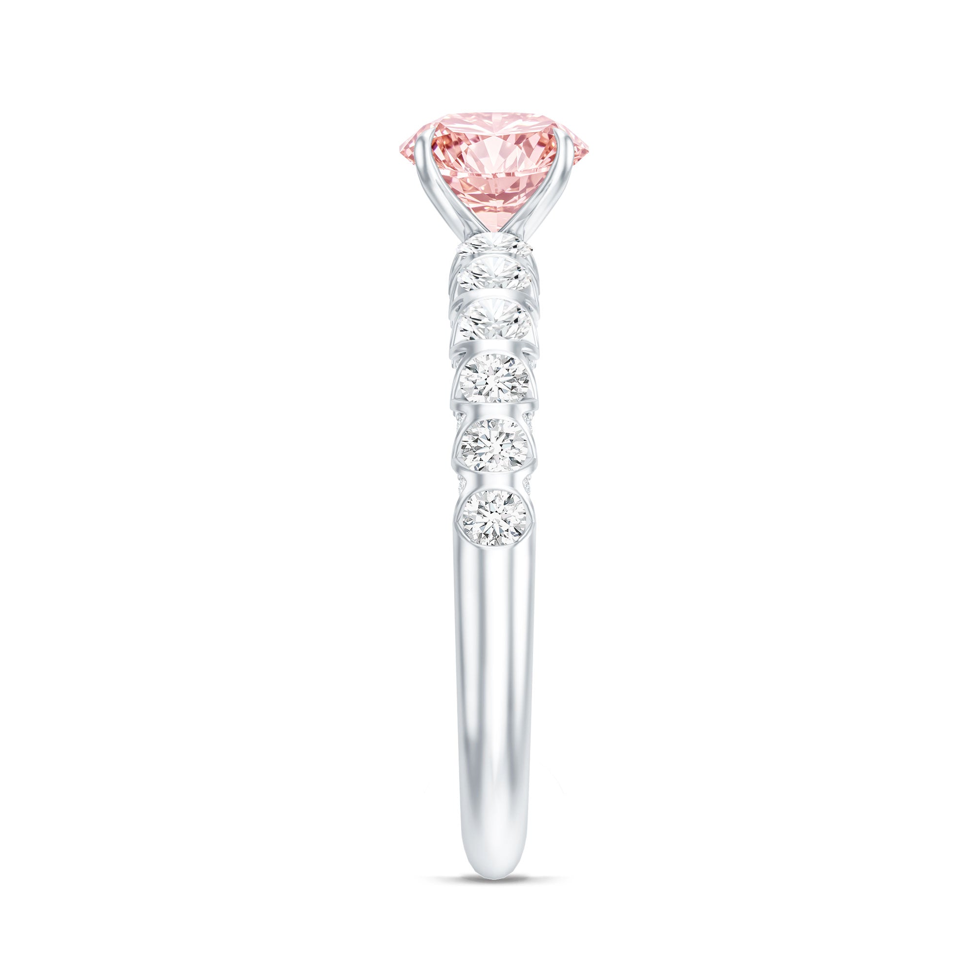 Rosec Jewels-IGI Certified 1 Carat Lab Grown Pink and White Diamond Engagement Ring with Side Stones