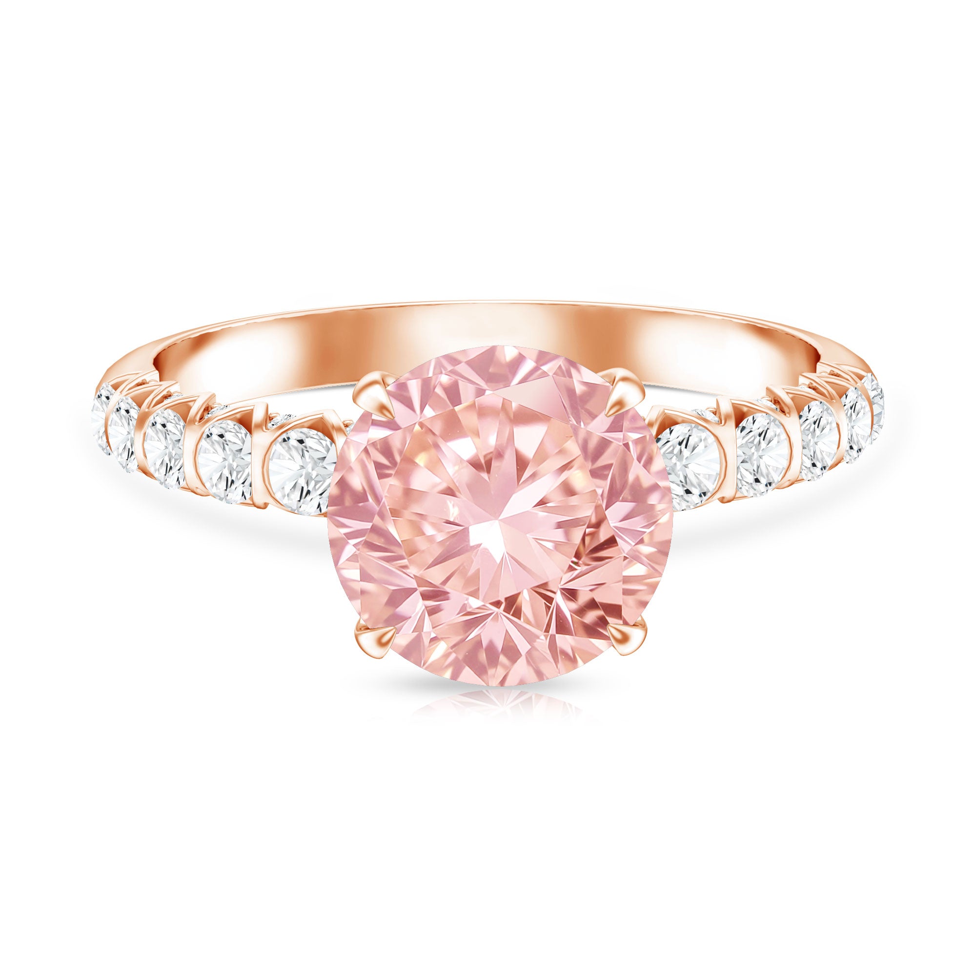 2 Carat IGI Certified Lab Grown Pink and White Diamond Engagement Ring with Side Stones Fancy Pink - VS1 - Rosec Jewels