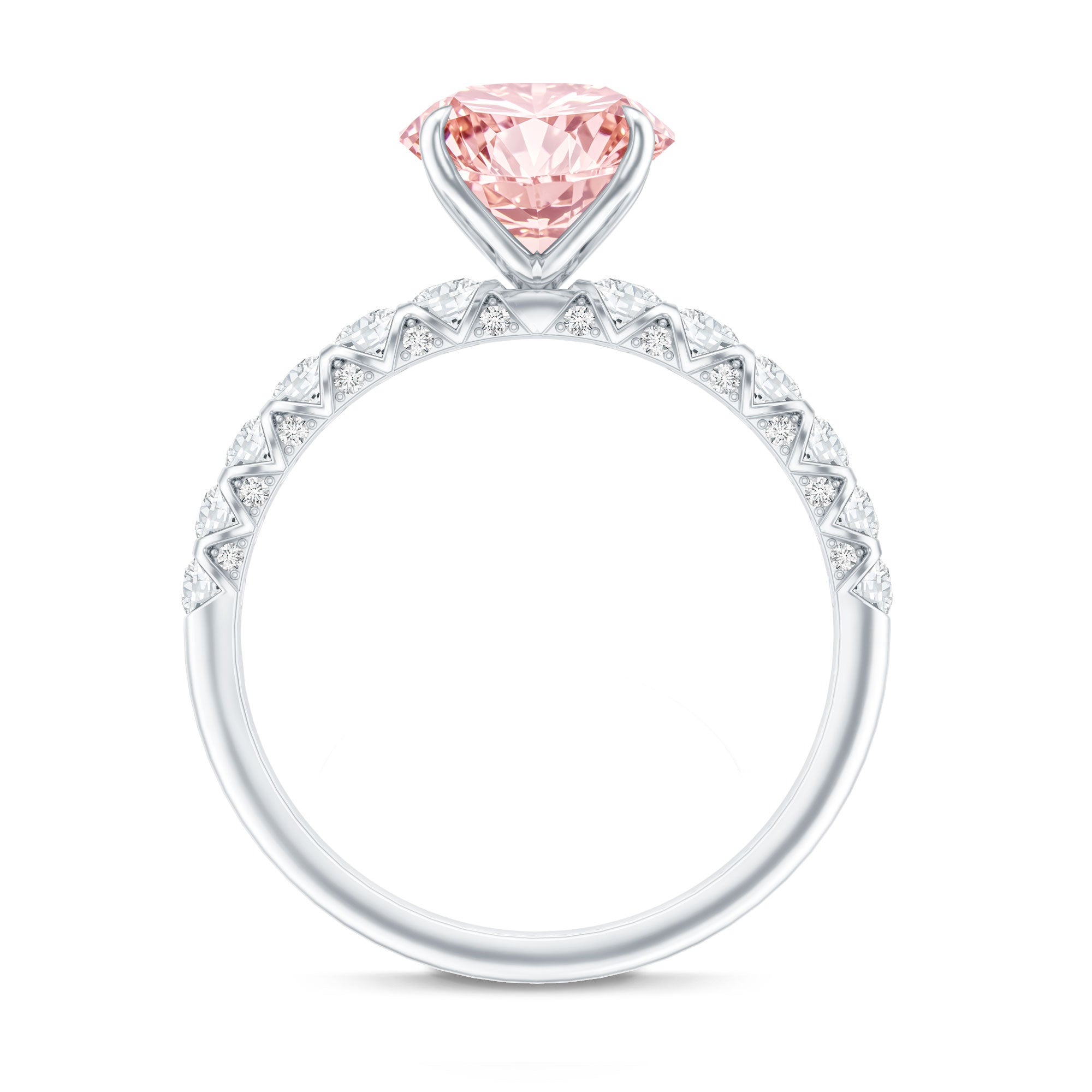 2 Carat IGI Certified Lab Grown Pink and White Diamond Engagement Ring with Side Stones Fancy Pink - VS1 - Rosec Jewels