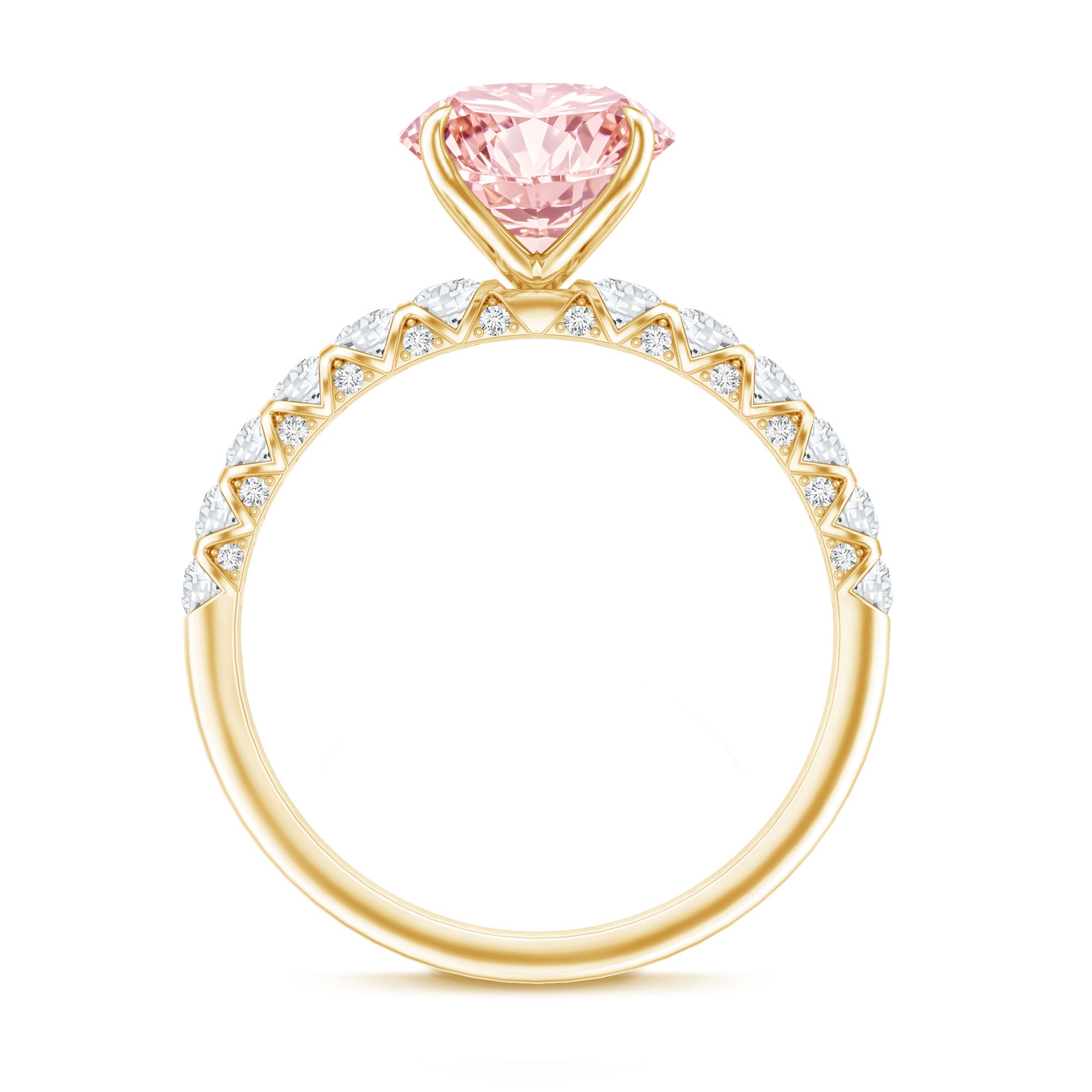 2 Carat IGI Certified Lab Grown Pink and White Diamond Engagement Ring with Side Stones Fancy Pink - VS1 - Rosec Jewels