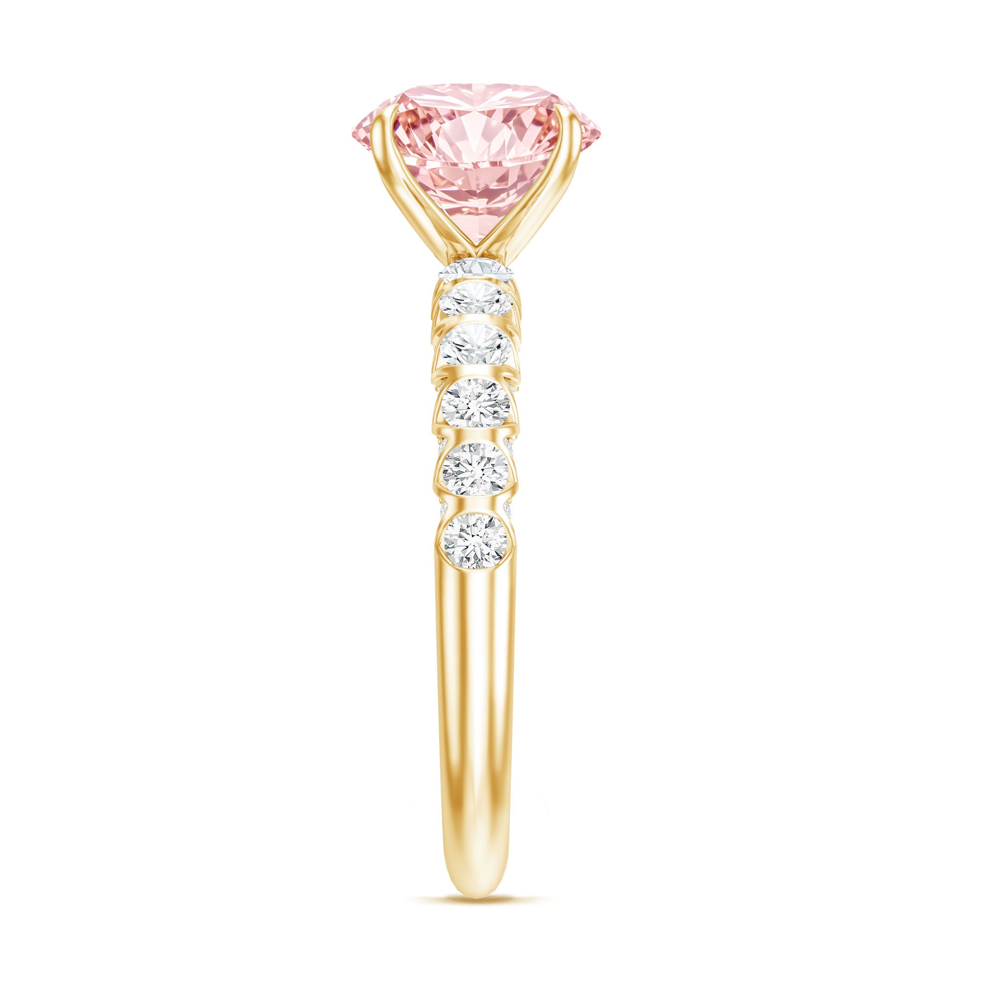 2 Carat IGI Certified Lab Grown Pink and White Diamond Engagement Ring with Side Stones Fancy Pink - VS1 - Rosec Jewels