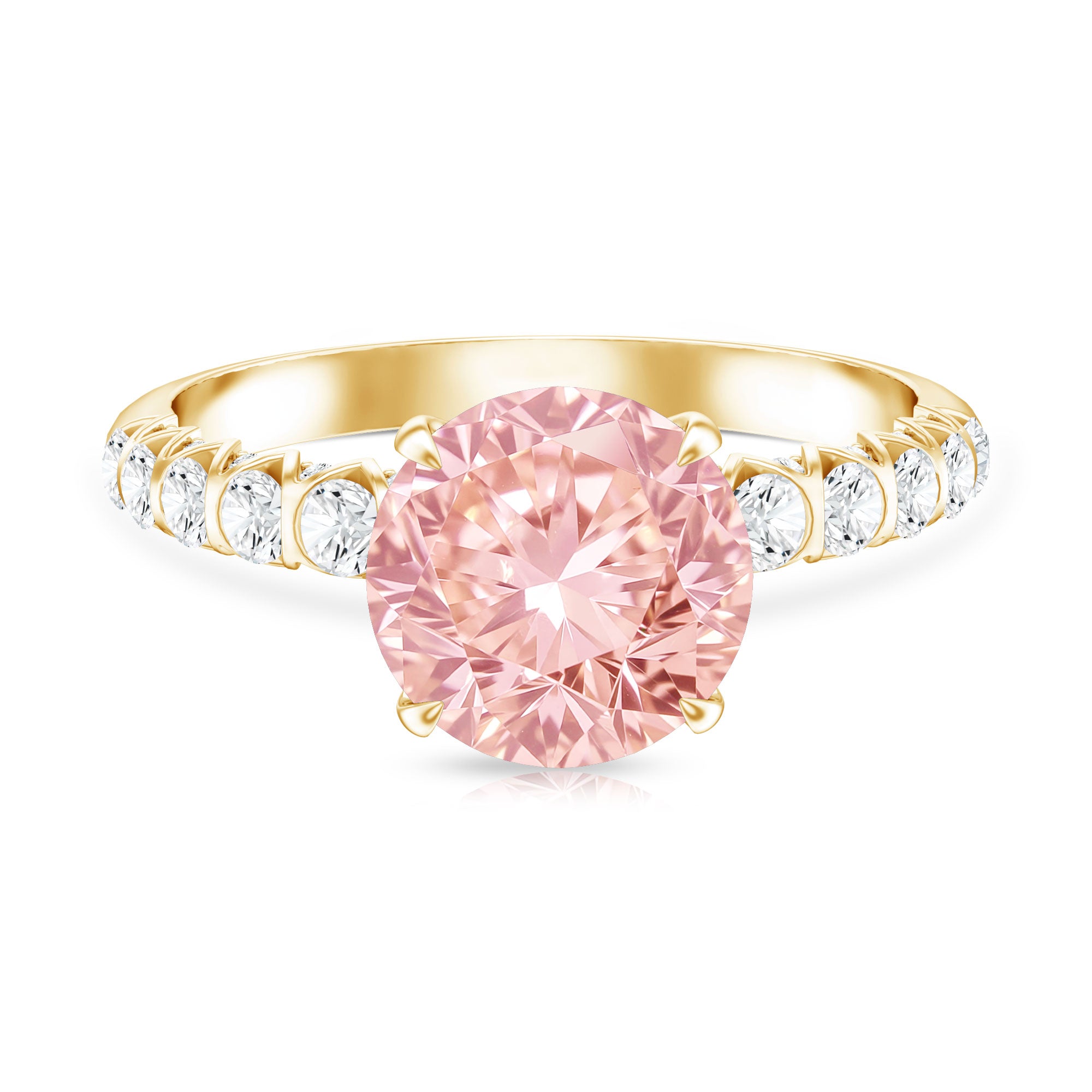 2 Carat IGI Certified Lab Grown Pink and White Diamond Engagement Ring with Side Stones Fancy Pink - VS1 - Rosec Jewels
