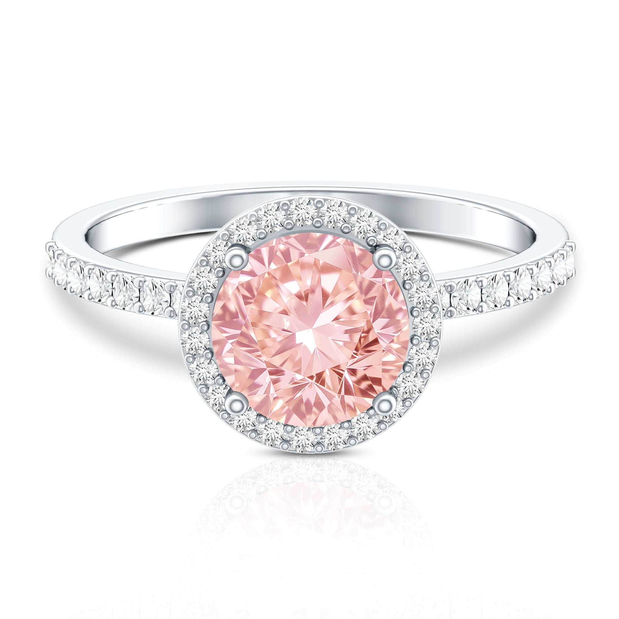 Rosec Jewels-2 Carat Lab Grown Pink Diamond Halo Engagement Ring with IGI Certificate