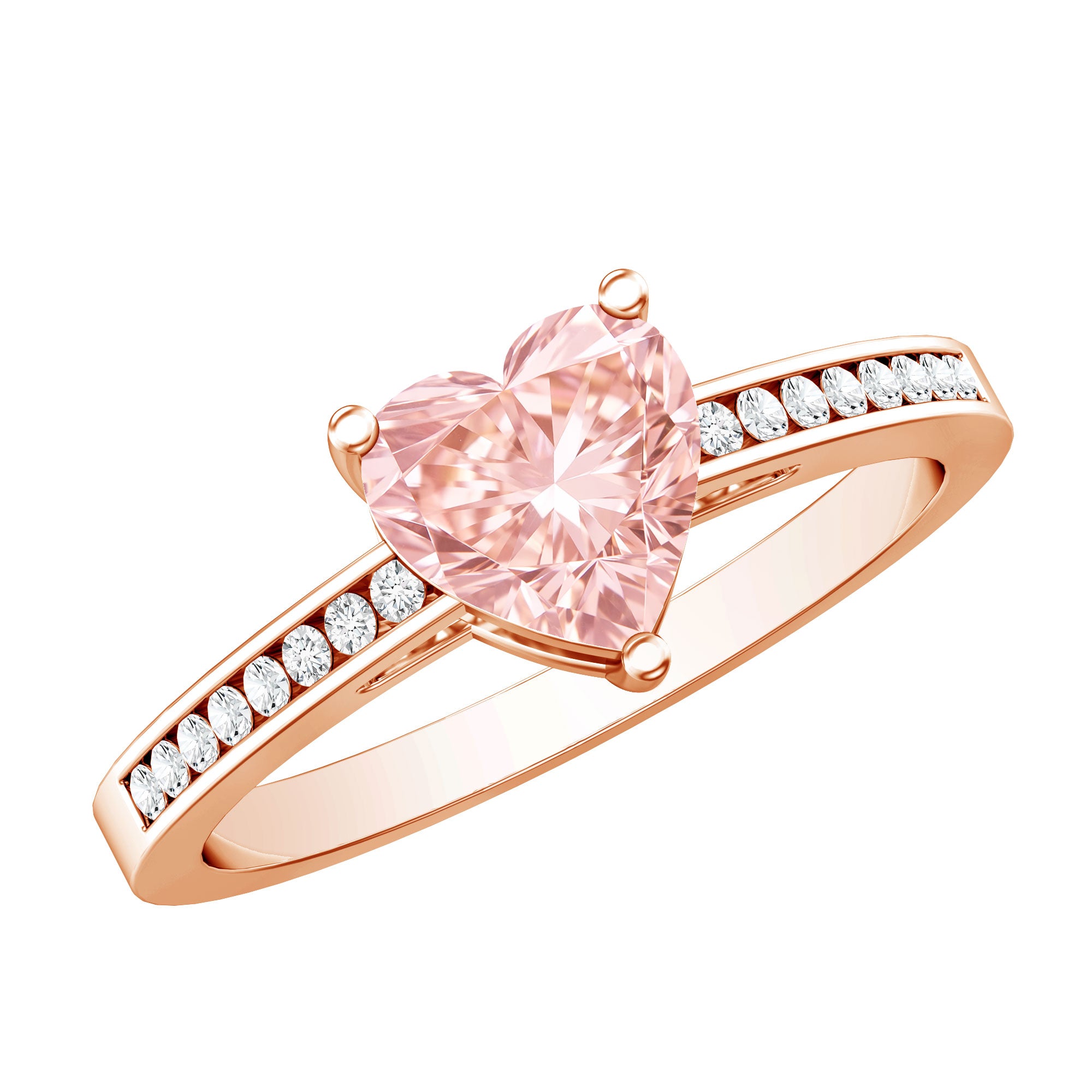 IGI Certified Heart Shape Lab Grown Pink Diamond Engagement Ring 1 Carat Fancy Pink - VS1 - Rosec Jewels