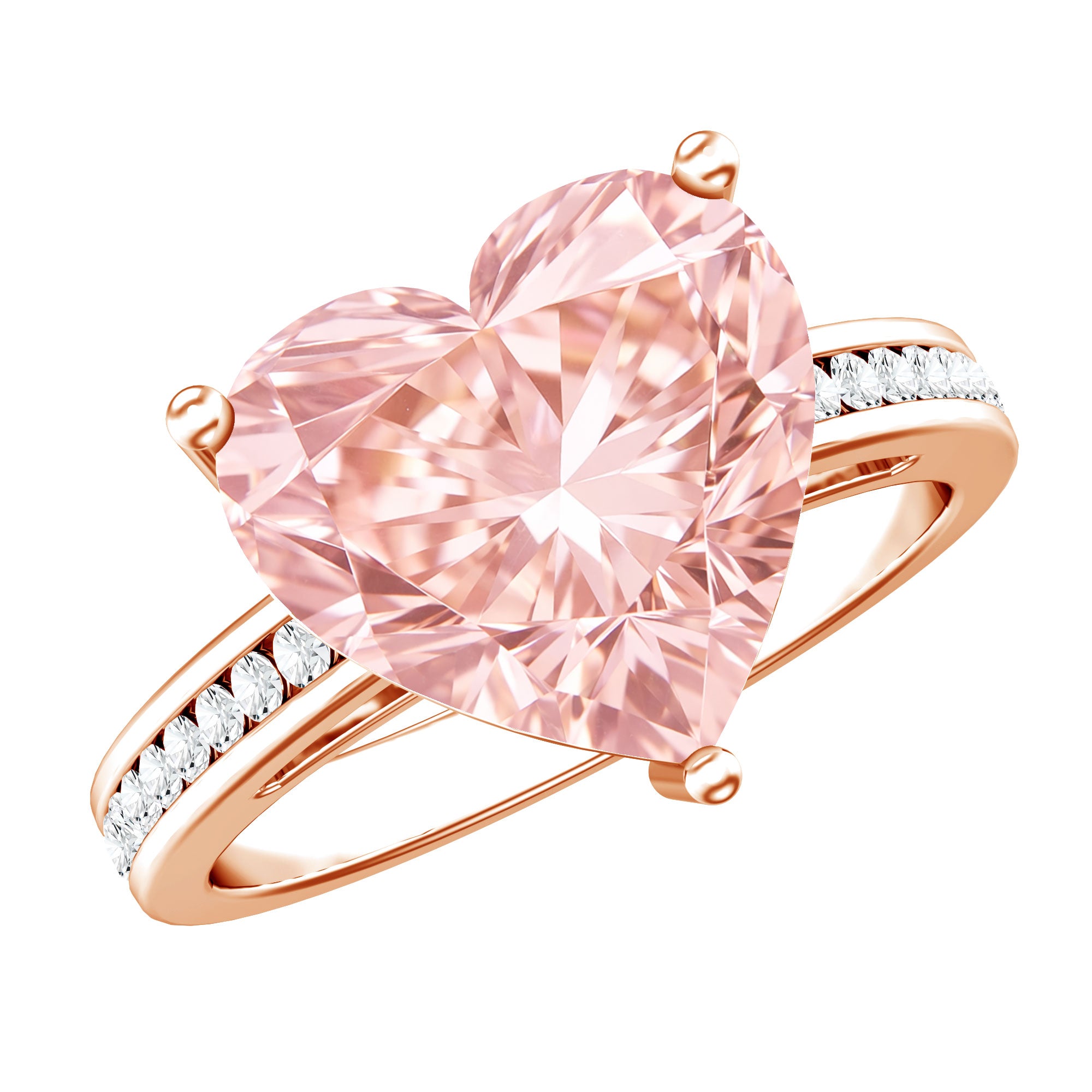 IGI Certified 5 Carat Lab Grown Pink Diamond Heart Solitaire Engagement Ring Fancy Pink - VS1 - Rosec Jewels