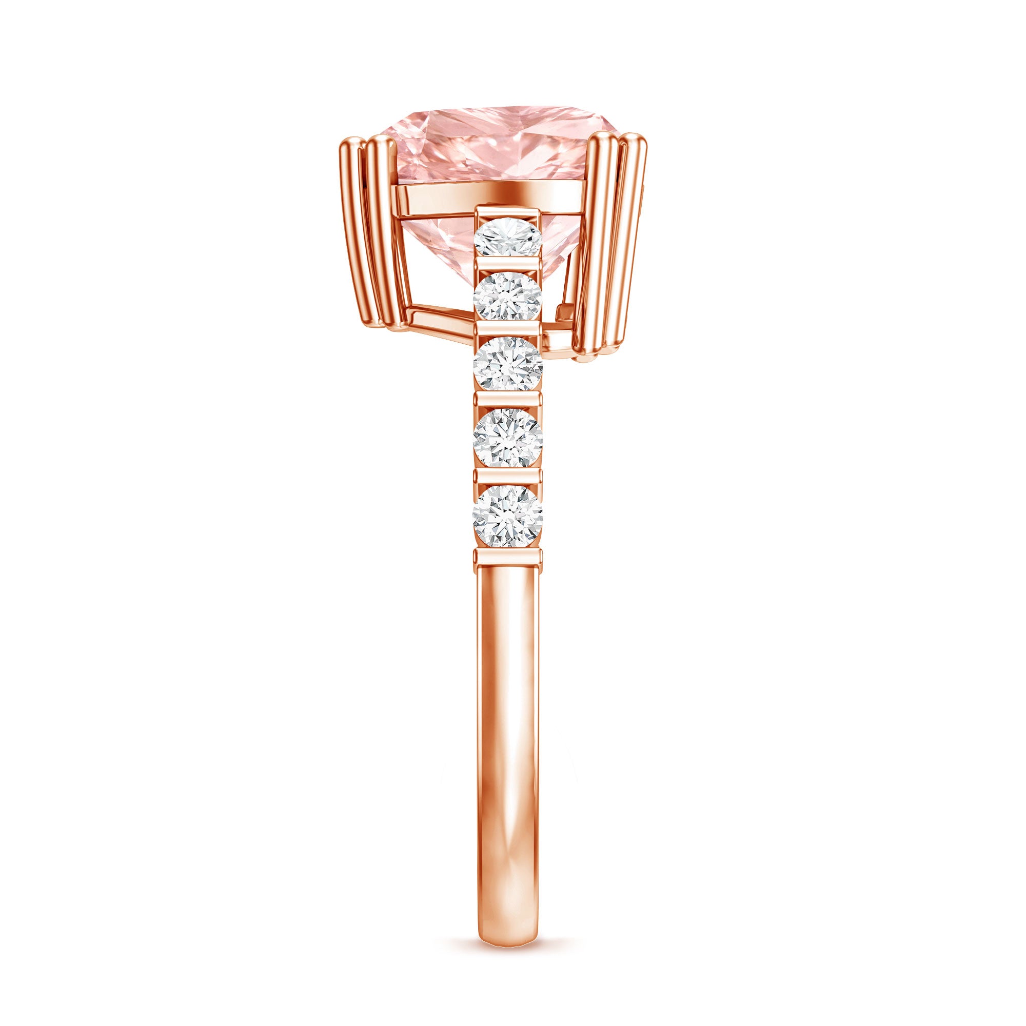 Rosec Jewels-IGI Certified 3 Carat Lab Grown Diamond Pink Heart Engagement Ring with Side Stones