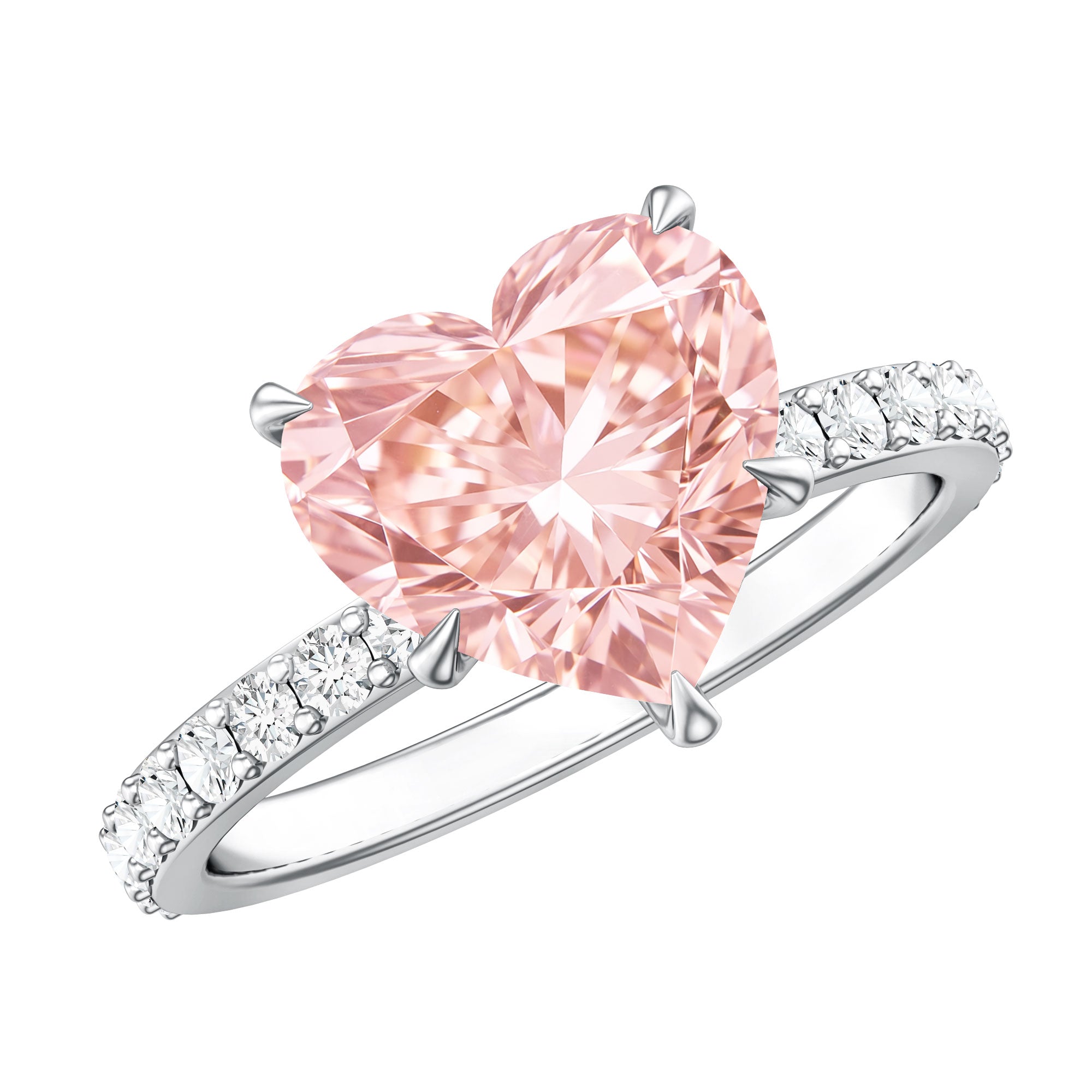 3 Carat Lab Grown Diamond Pink Heart Engagement Ring with IGI Certificate Fancy Pink - VS1 - Rosec Jewels
