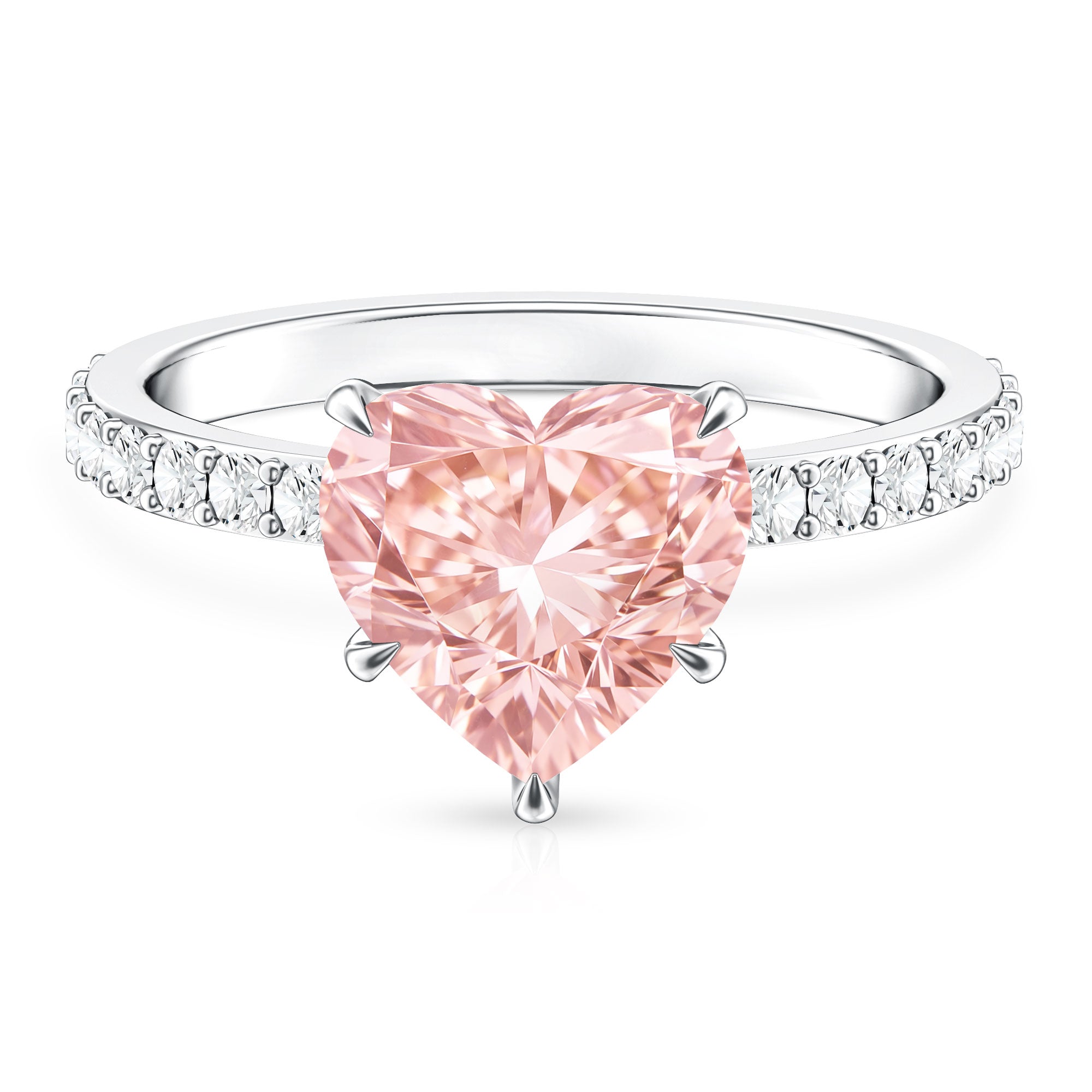 3 Carat Lab Grown Diamond Pink Heart Engagement Ring with IGI Certificate Fancy Pink - VS1 - Rosec Jewels