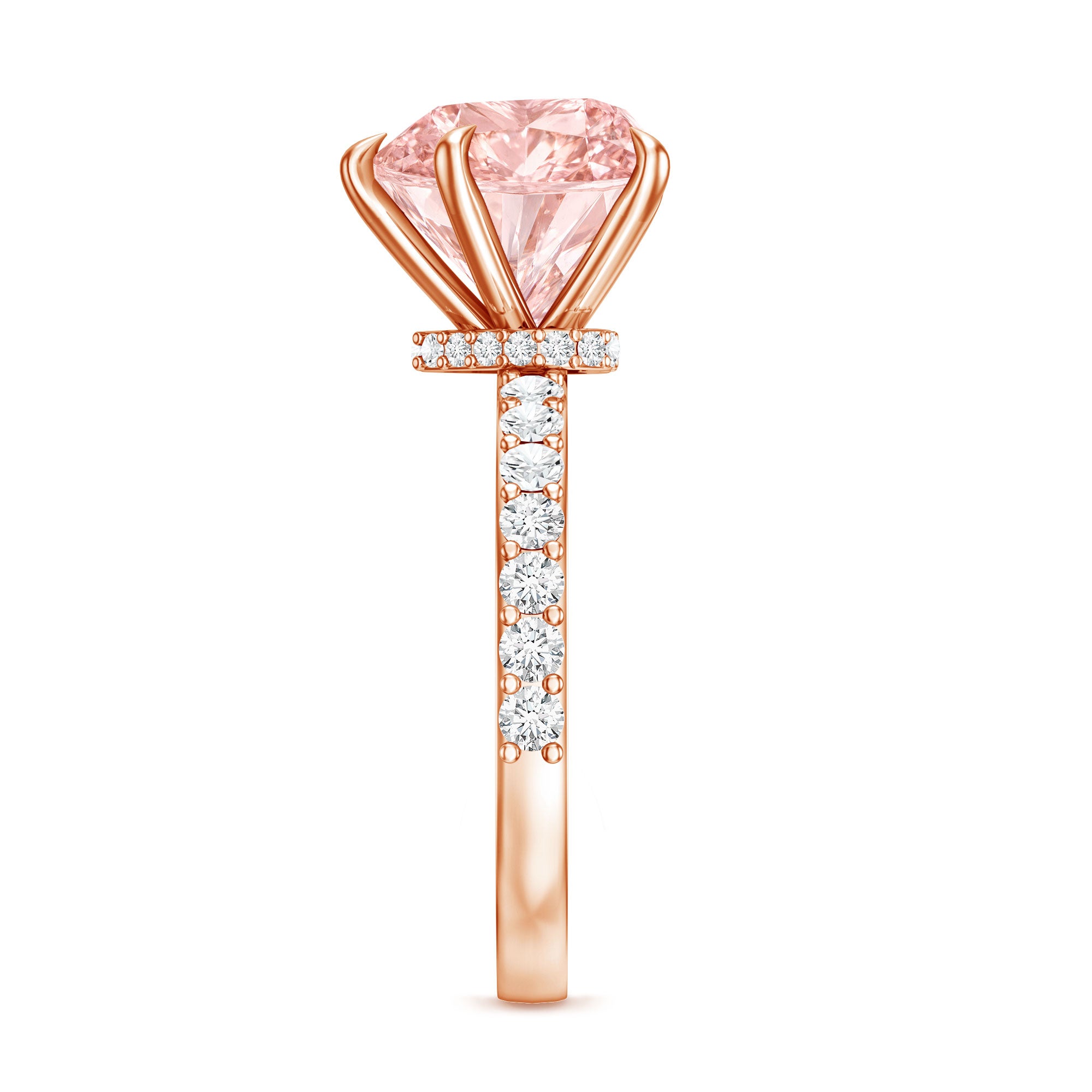 IGI Certified 4 Ct Lab Grown Pink Diamond Heart Engagement Ring with Hidden Halo Fancy Pink - VS1 - Rosec Jewels