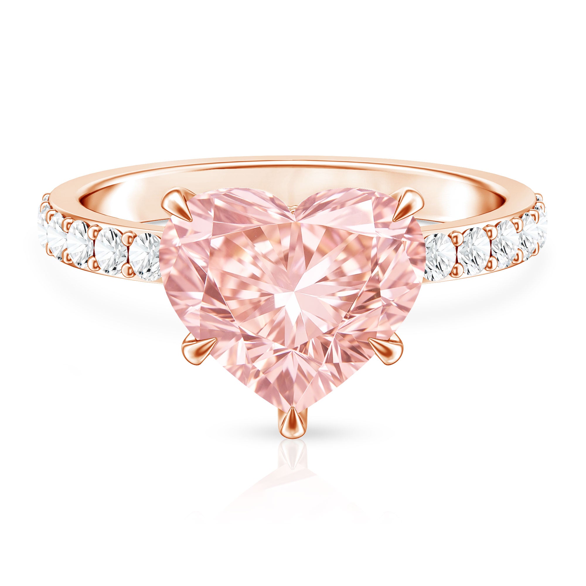 IGI Certified 4 Ct Lab Grown Pink Diamond Heart Engagement Ring with Hidden Halo Fancy Pink - VS1 - Rosec Jewels