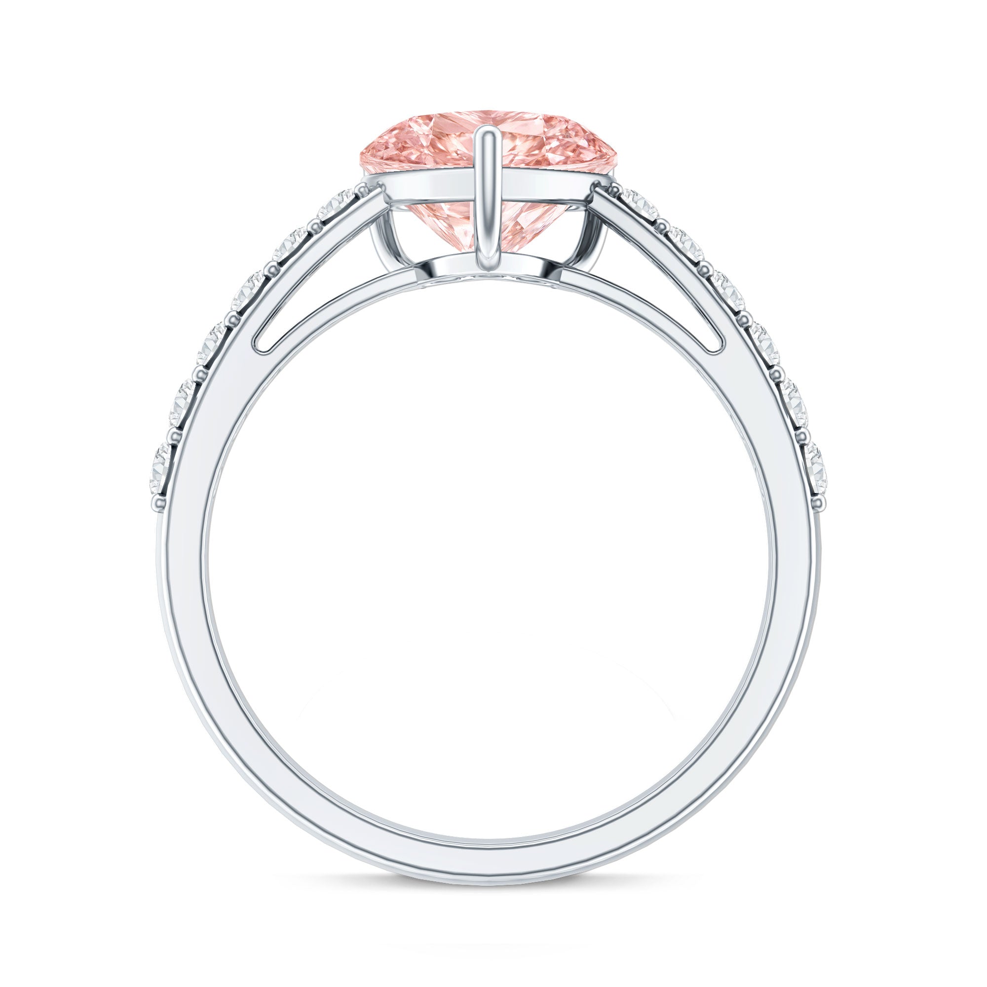 Lab Grown 2 Carat Pink Diamond Heart Engagement Ring with IGI Certificate Fancy Pink - VS1 - Rosec Jewels
