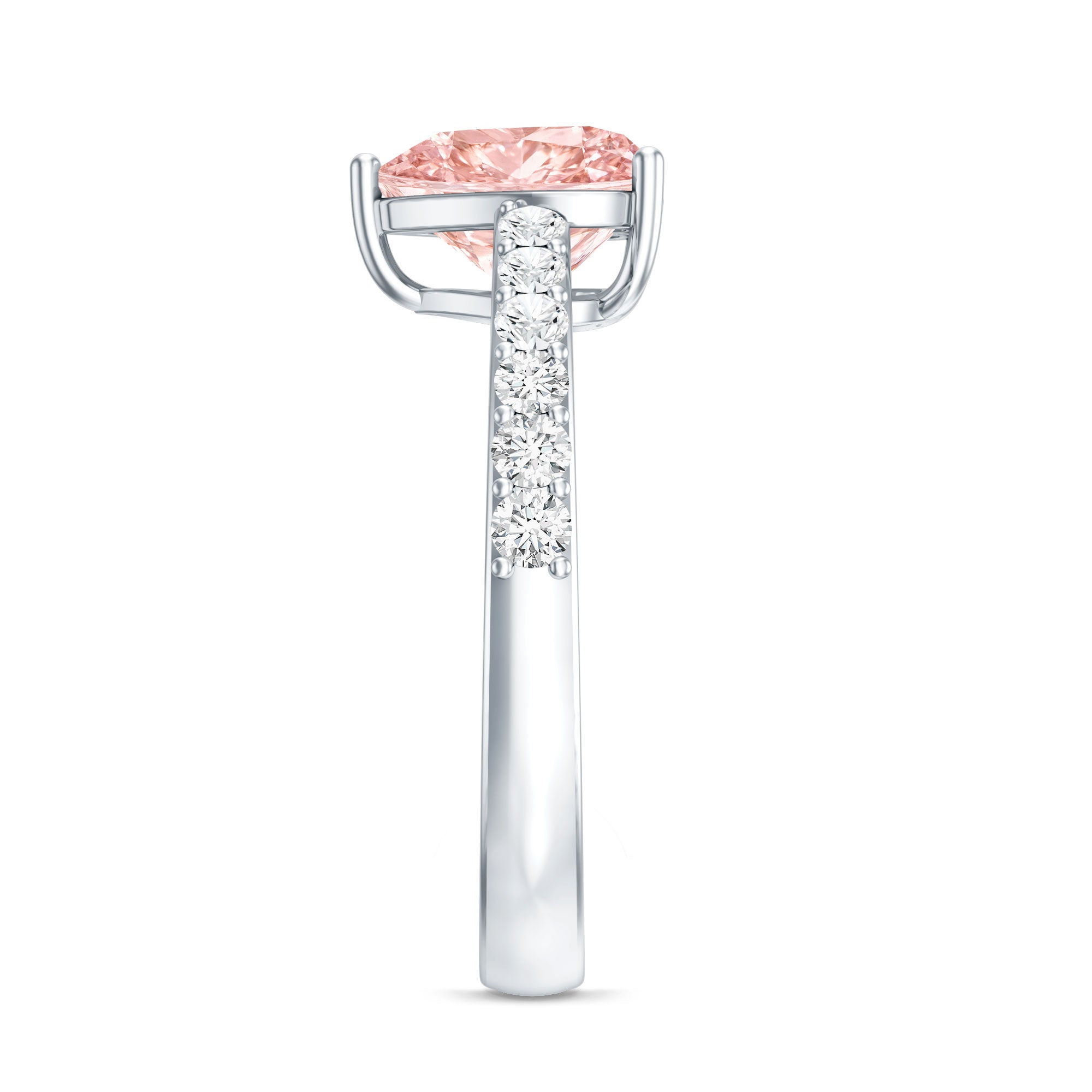 Lab Grown 2 Carat Pink Diamond Heart Engagement Ring with IGI Certificate Fancy Pink - VS1 - Rosec Jewels