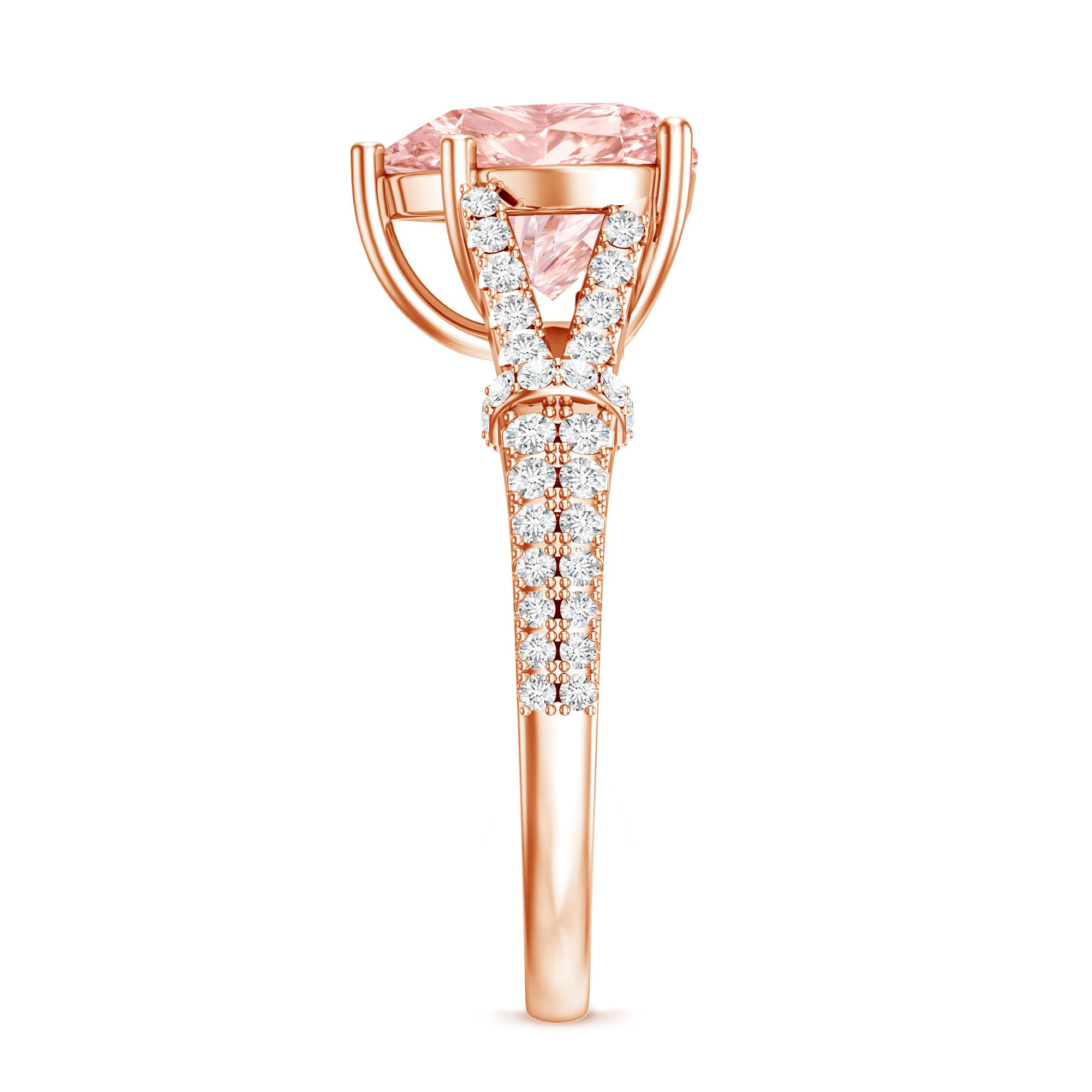 2 Carat IGI Certified Lab Grown Pink Diamond Heart Engagement Ring with Split Shank Fancy Pink - VS1 - Rosec Jewels