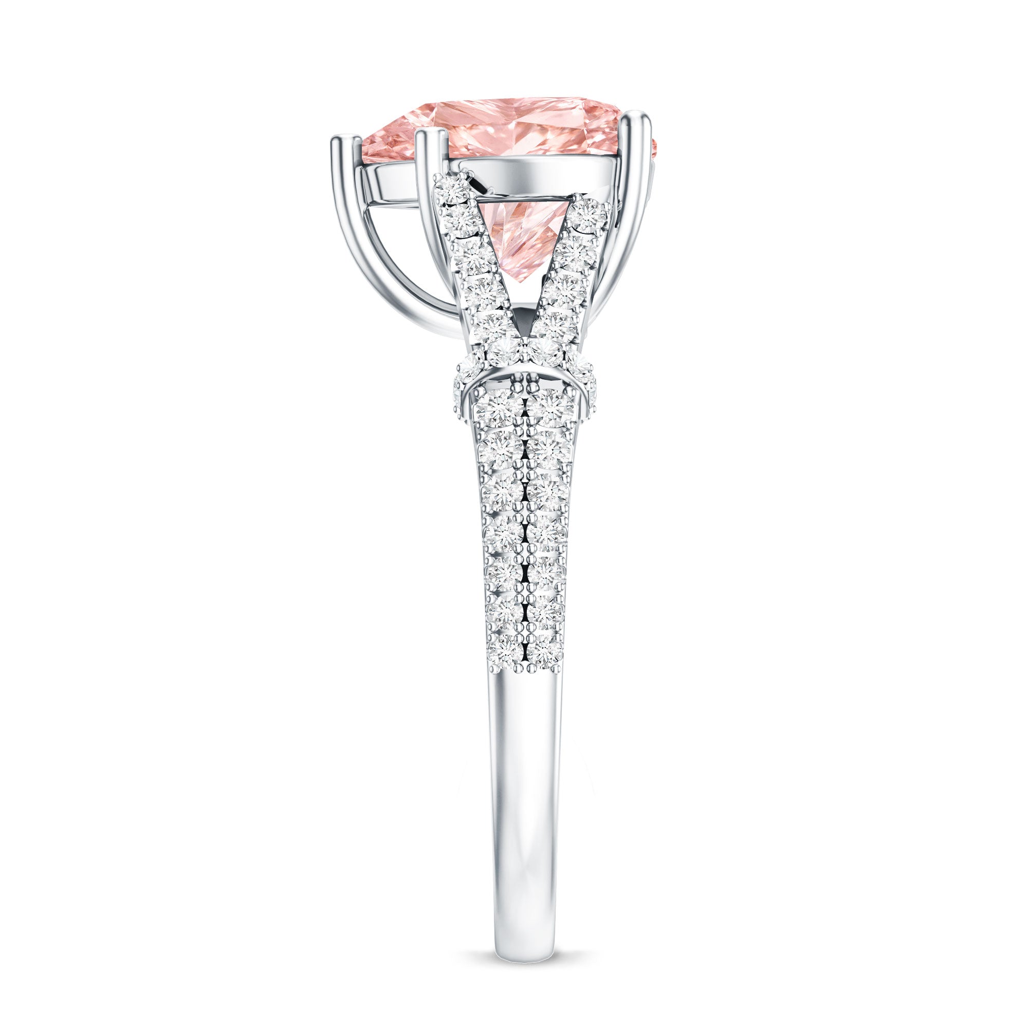 2 Carat IGI Certified Lab Grown Pink Diamond Heart Engagement Ring with Split Shank Fancy Pink - VS1 - Rosec Jewels