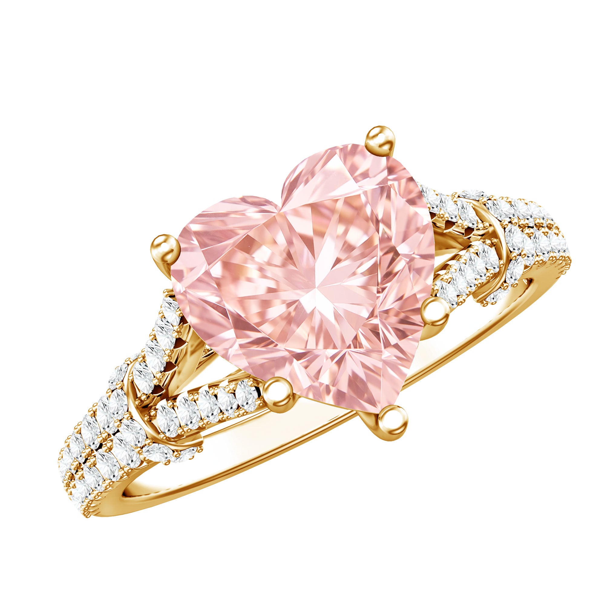2 Carat IGI Certified Lab Grown Pink Diamond Heart Engagement Ring with Split Shank Fancy Pink - VS1 - Rosec Jewels