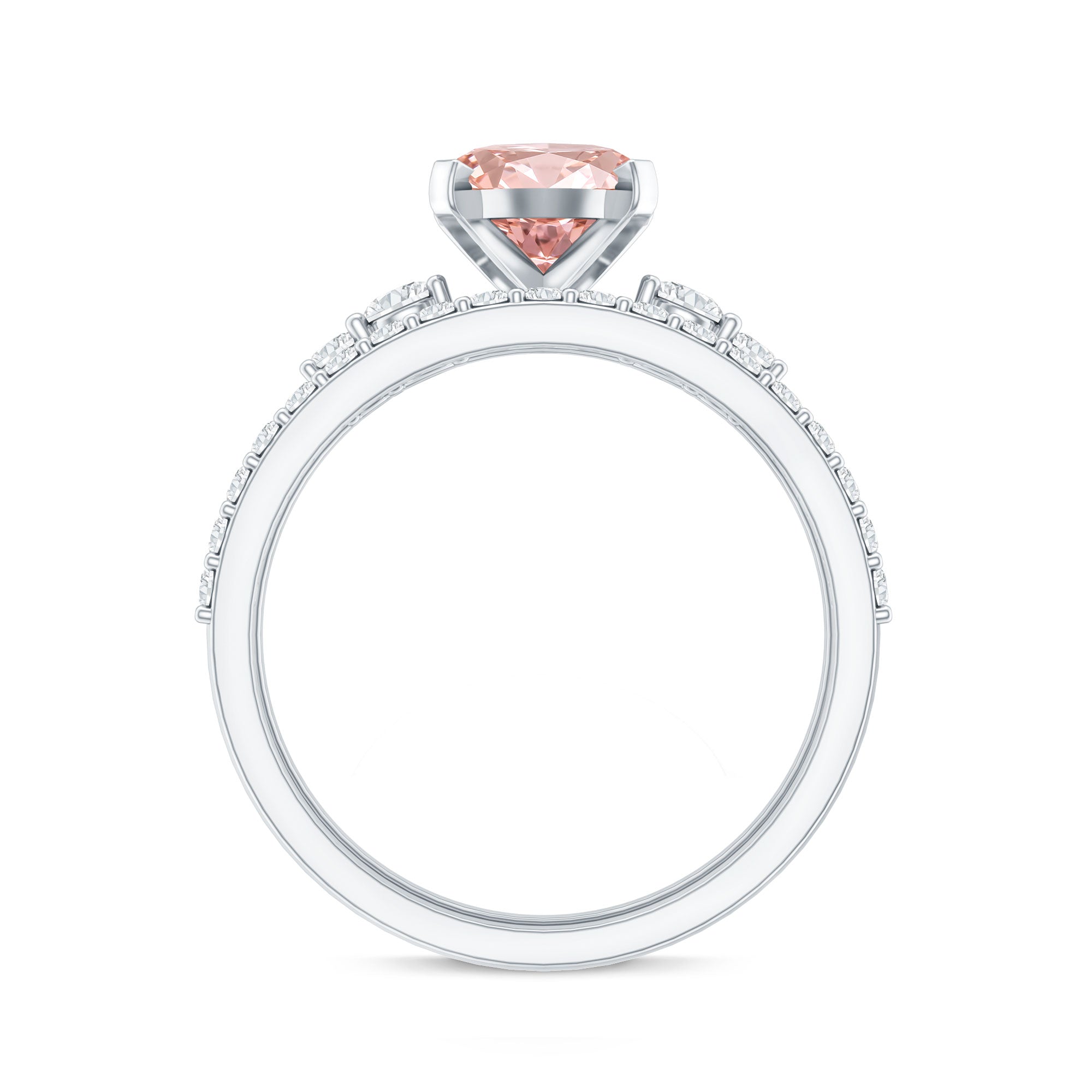 Rosec Jewels-2 Carat Lab Grown Pink Diamond Oval Bridal Ring Set with IGI Certificate