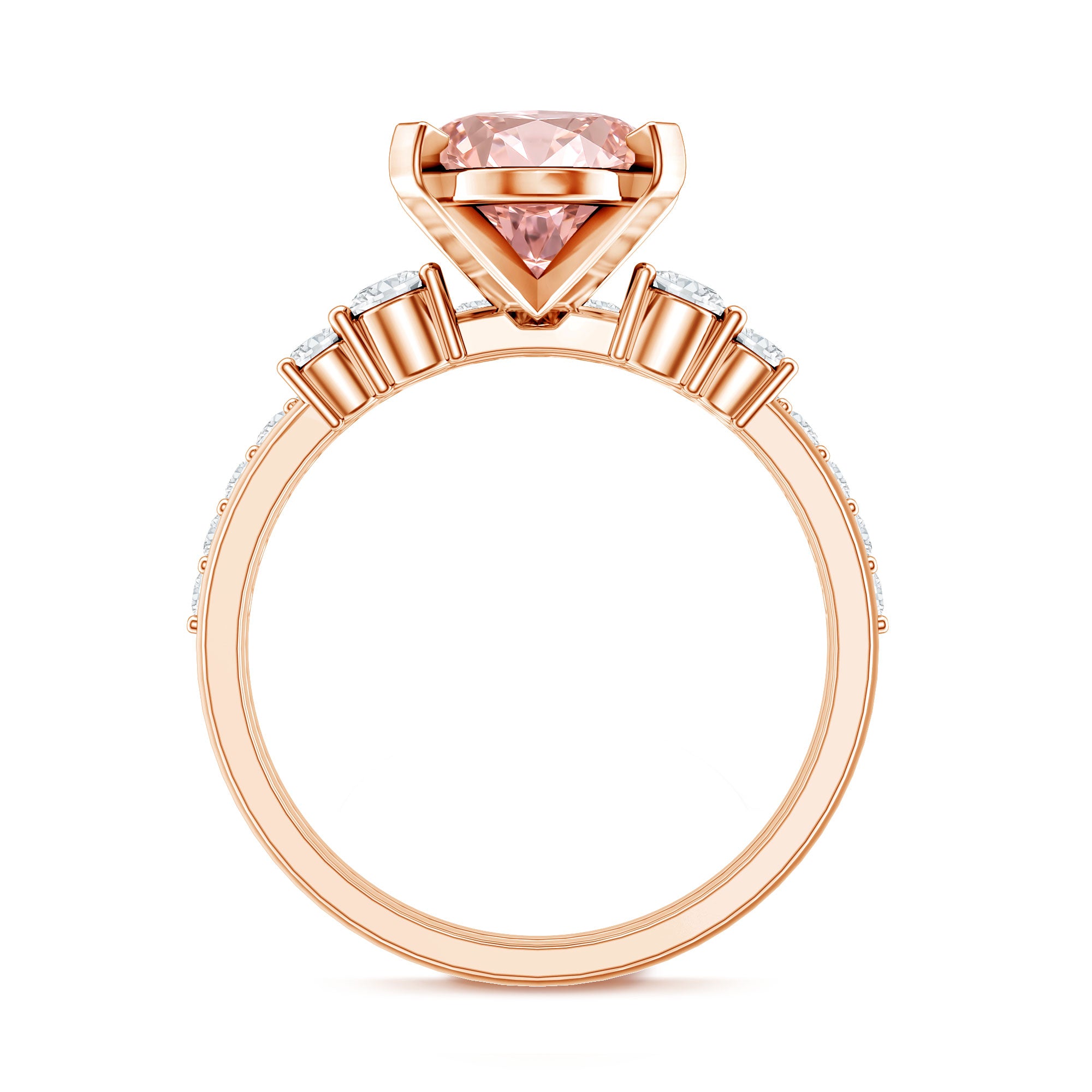 Rosec Jewels-IGI Certified 4 Carat Lab Grown Pink Diamond Oval Engagement Ring with Band