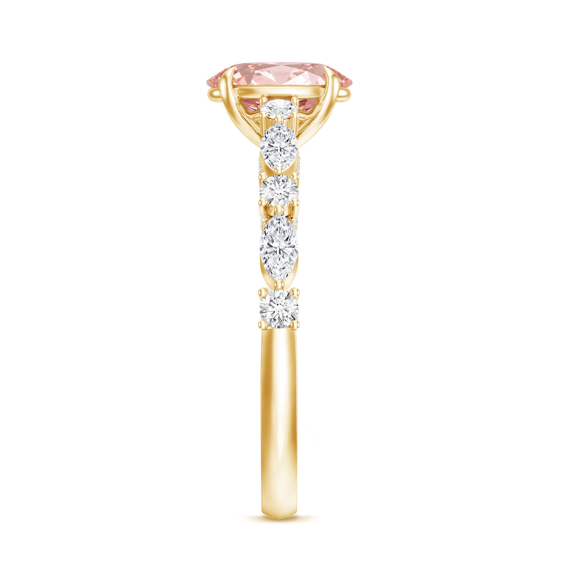 1 Carat Oval Lab Grown Pink Diamond Engagement Ring IGI Certified Fancy Pink - VS1 - Rosec Jewels