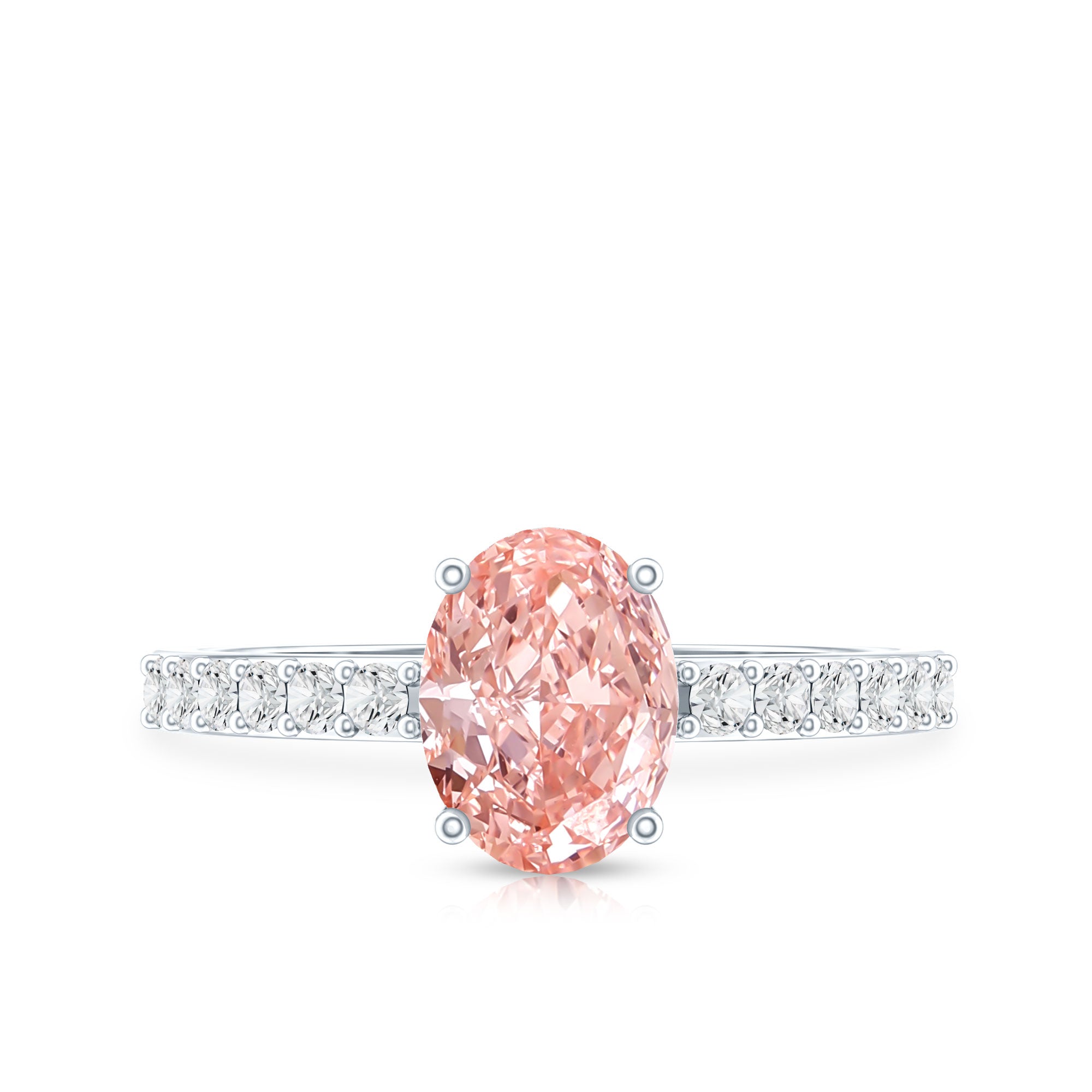 IGI Certified 1 Carat Lab Grown Pink Diamond Oval Engagement Ring for Women Fancy Pink - VS1 - Rosec Jewels