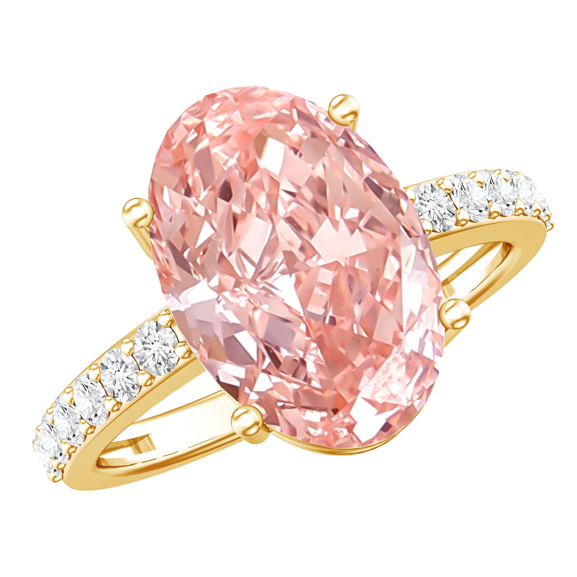 Elongated Oval Lab Grown Pink Diamond 4 Carat Engagement Ring IGI Certified Fancy Pink - VS1 - Rosec Jewels