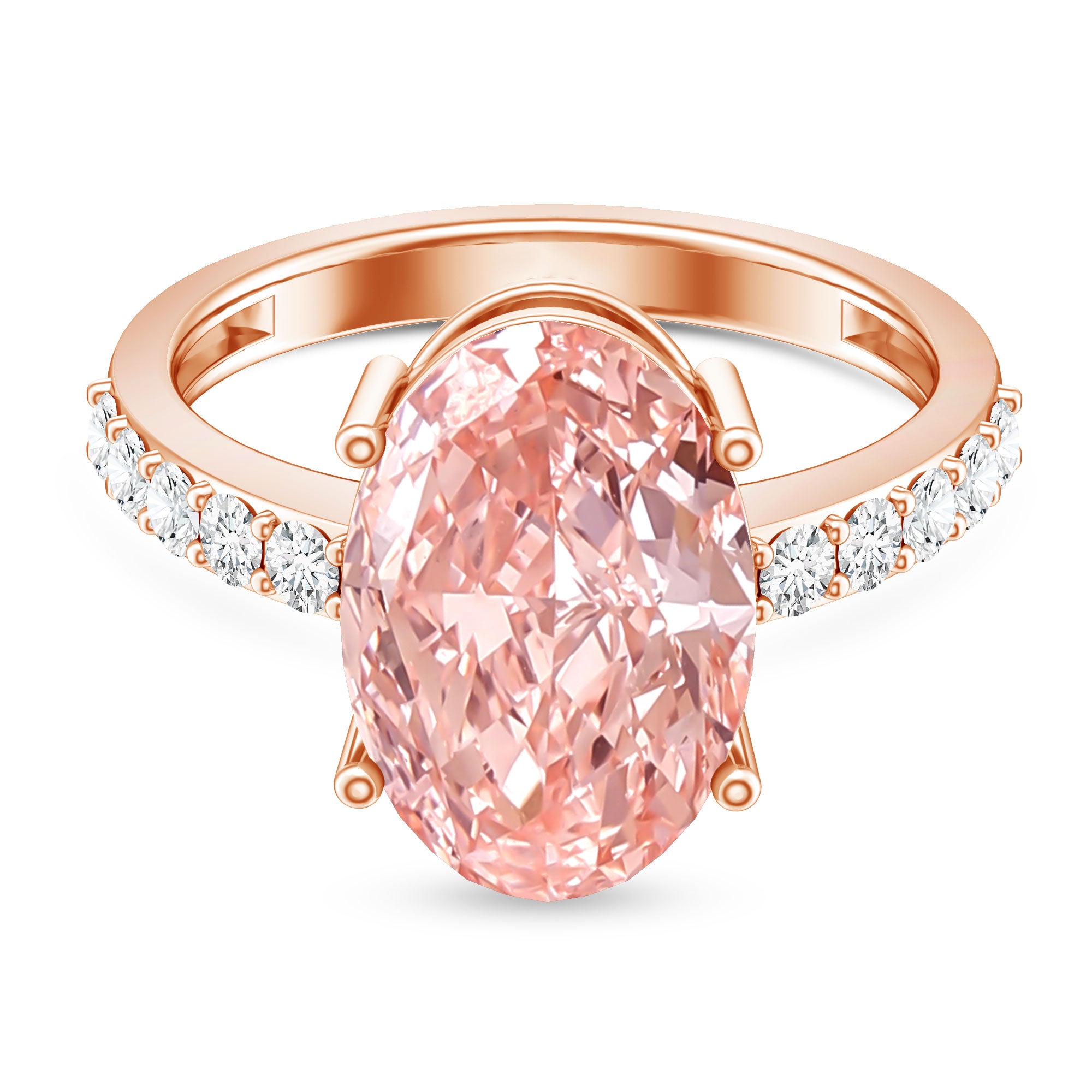 Rosec Jewels-Huge 5 Carat Lab Grown Pink Diamond Oval Engagement Ring IGI Certified