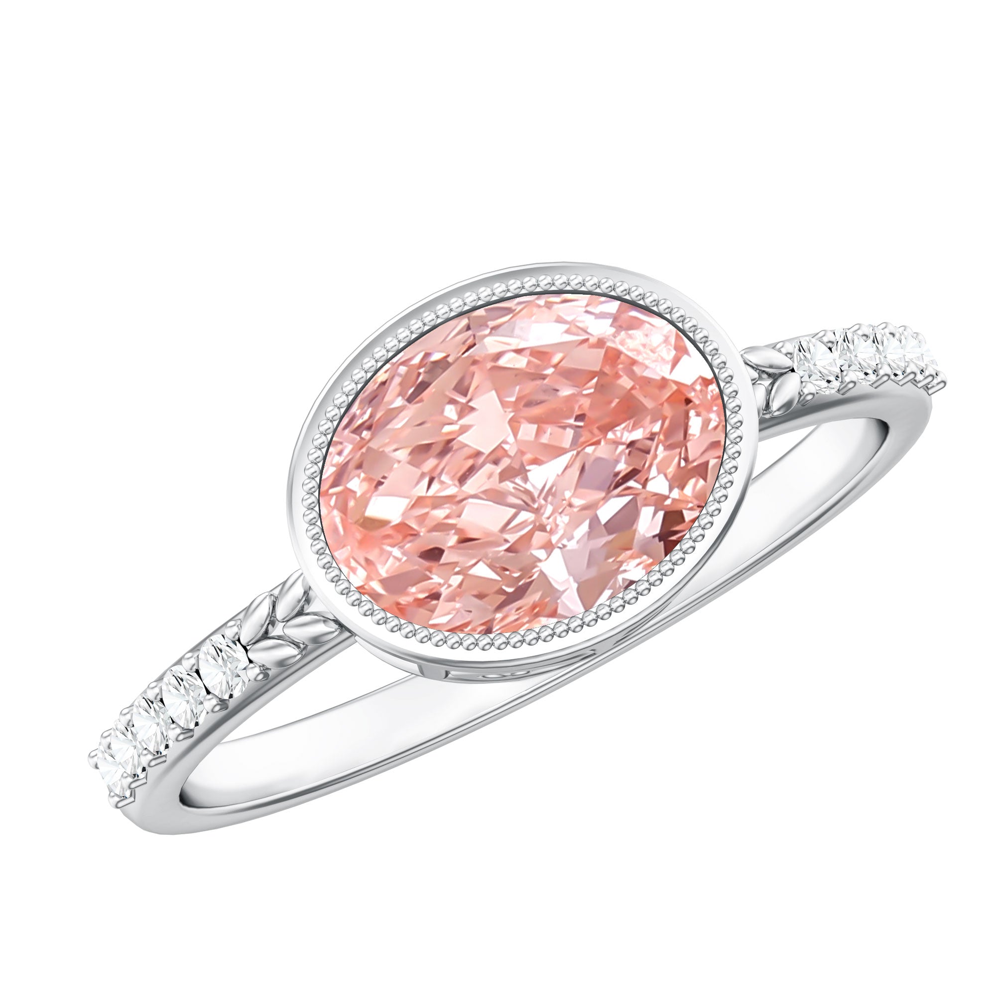 Rosec Jewels-Lab Grown 2 Carat Pink Diamond Oval East West Engagement Ring with IGI Certificate