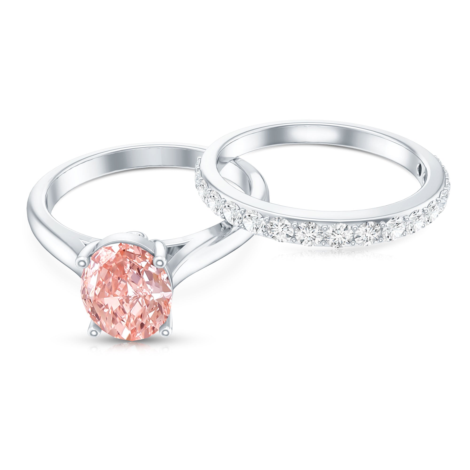 Rosec Jewels-IGI Certified 1 Carat Oval Lab Grown Pink Diamond Engagement Ring with Enhancer