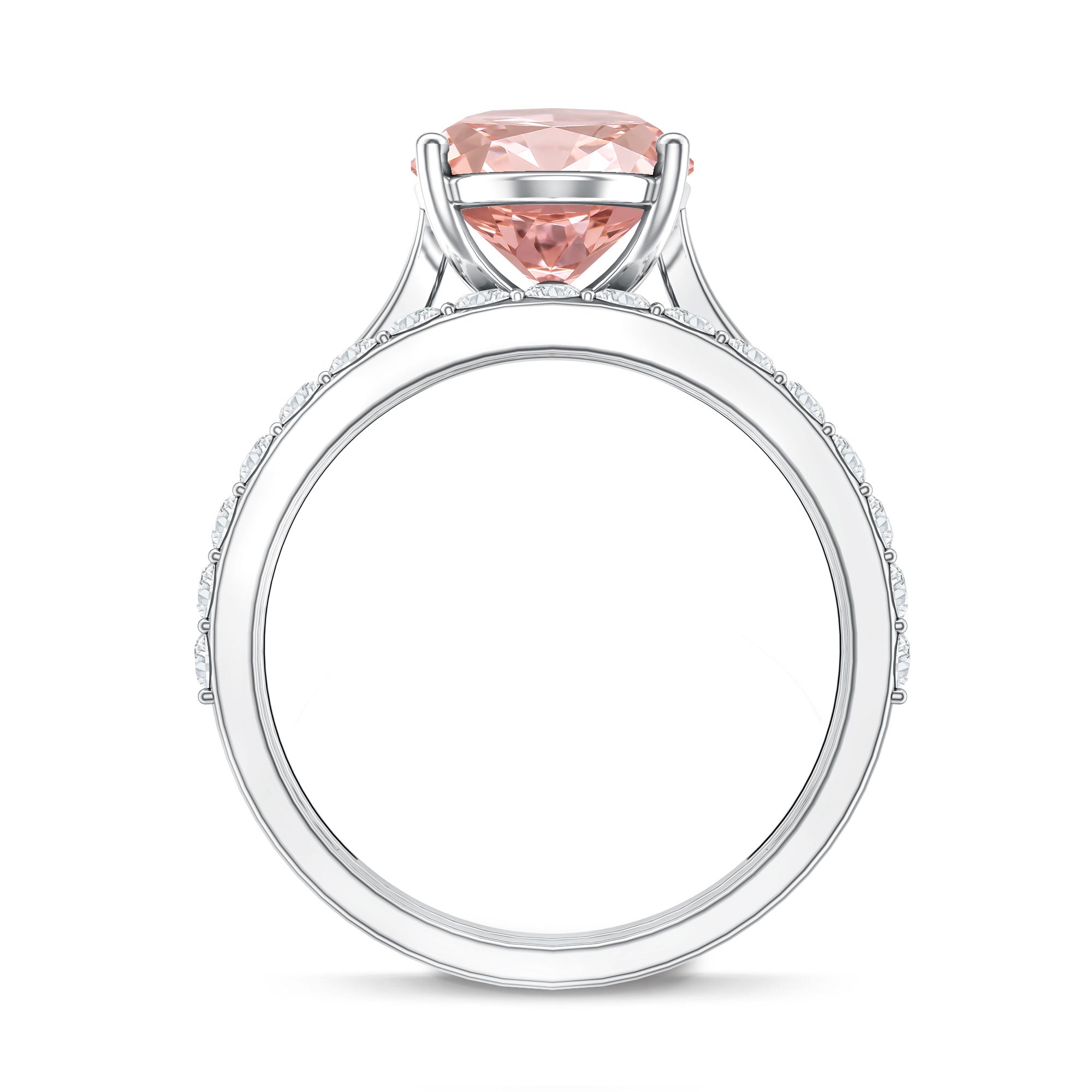 Rosec Jewels-Oval Shape Lab Grown 3 Carat Pink Diamond Solitaire Wedding Ring Set IGI Certified