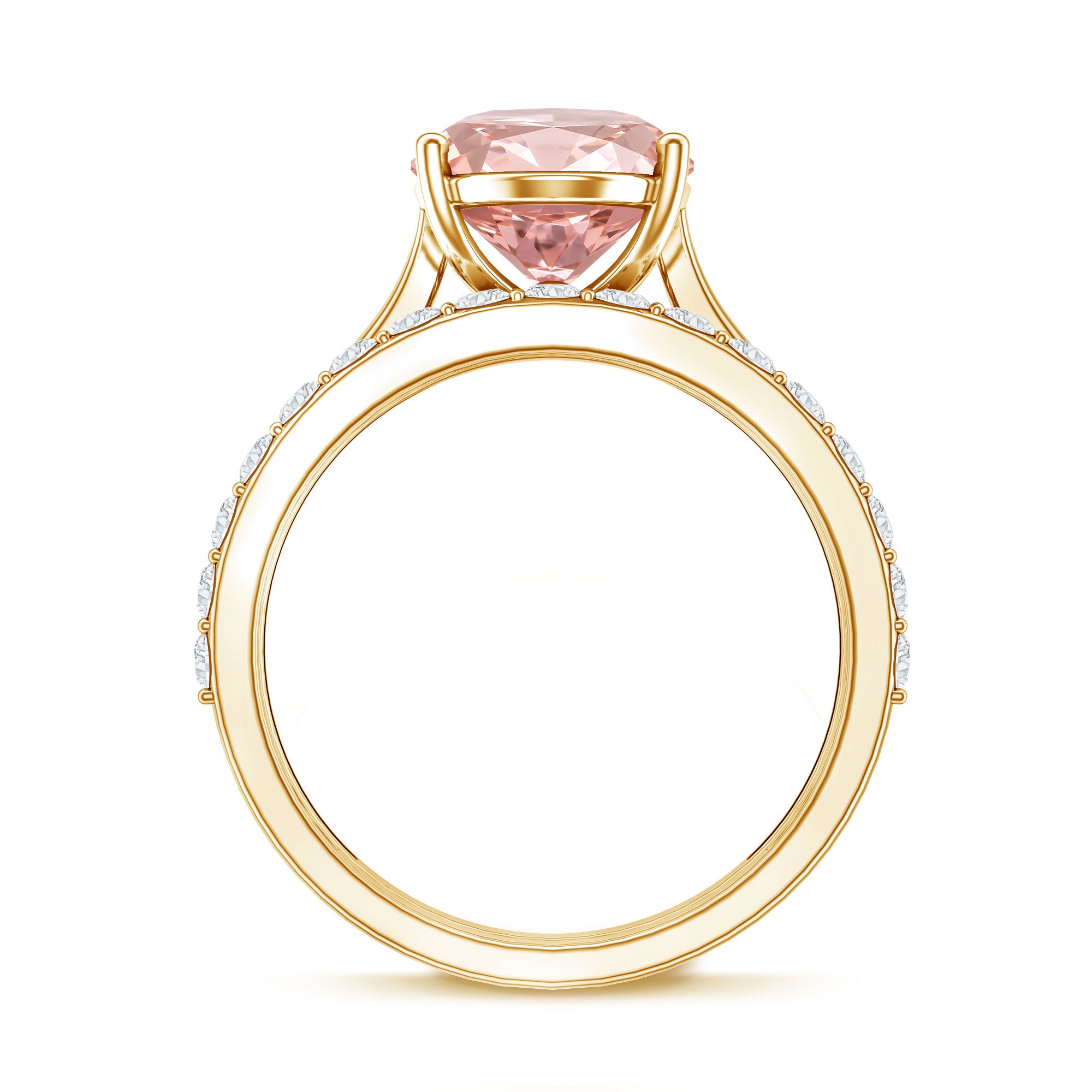 Rosec Jewels-Oval Shape Lab Grown 3 Carat Pink Diamond Solitaire Wedding Ring Set IGI Certified