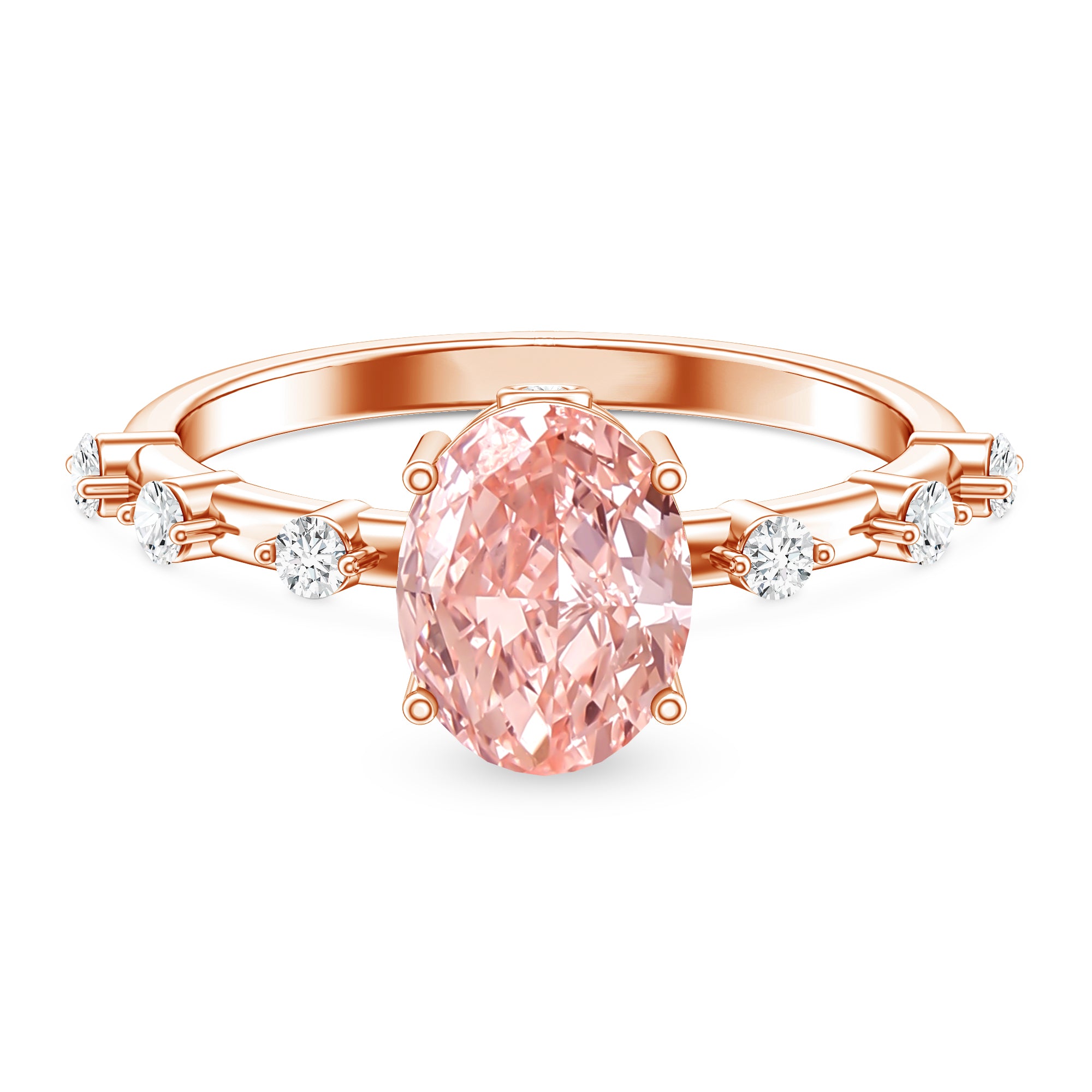 Rosec Jewels-Lab Grown 2 Carat Oval Shaped Pink Diamond Solitaire Engagement Ring IGI Certified